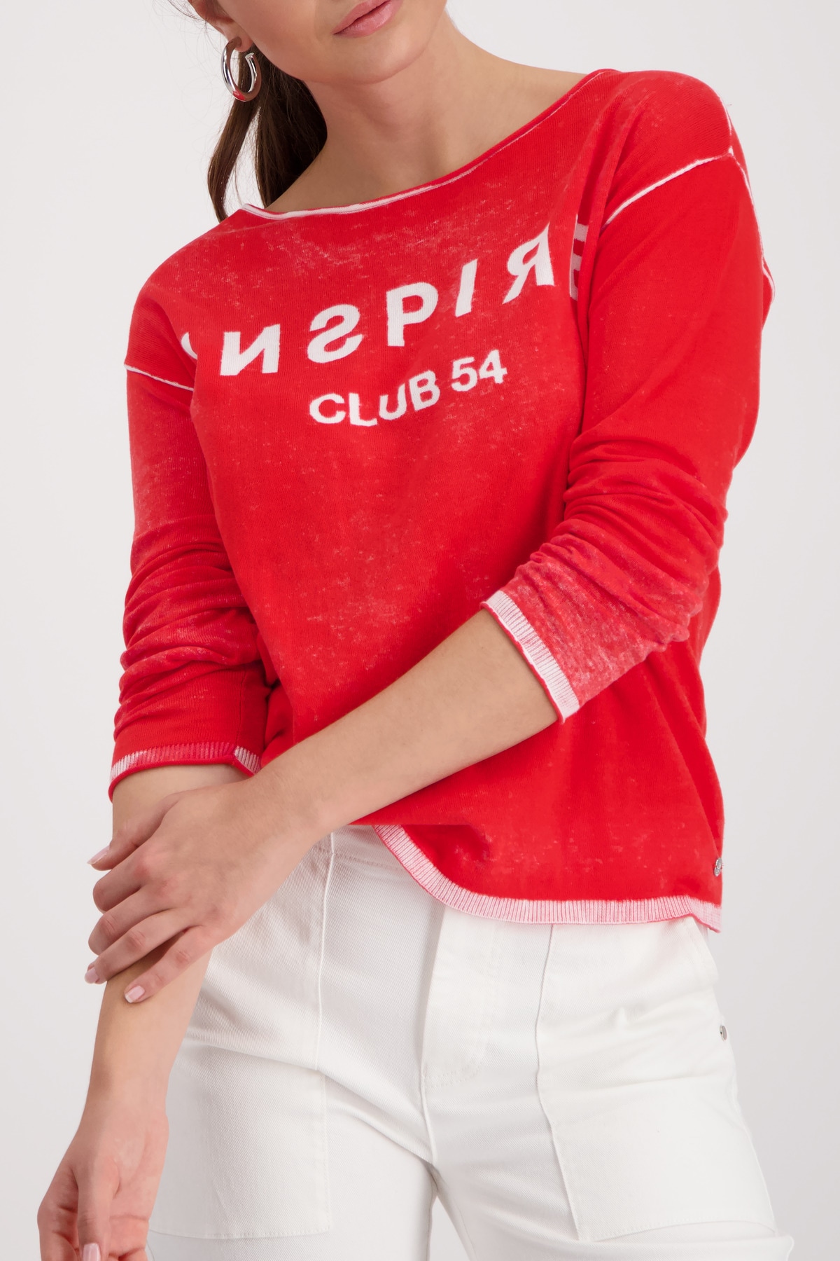 Monari Strickpullover "Pullover Linksdruck" Rundhalsausschnitt mit Rollsaum günstig online kaufen