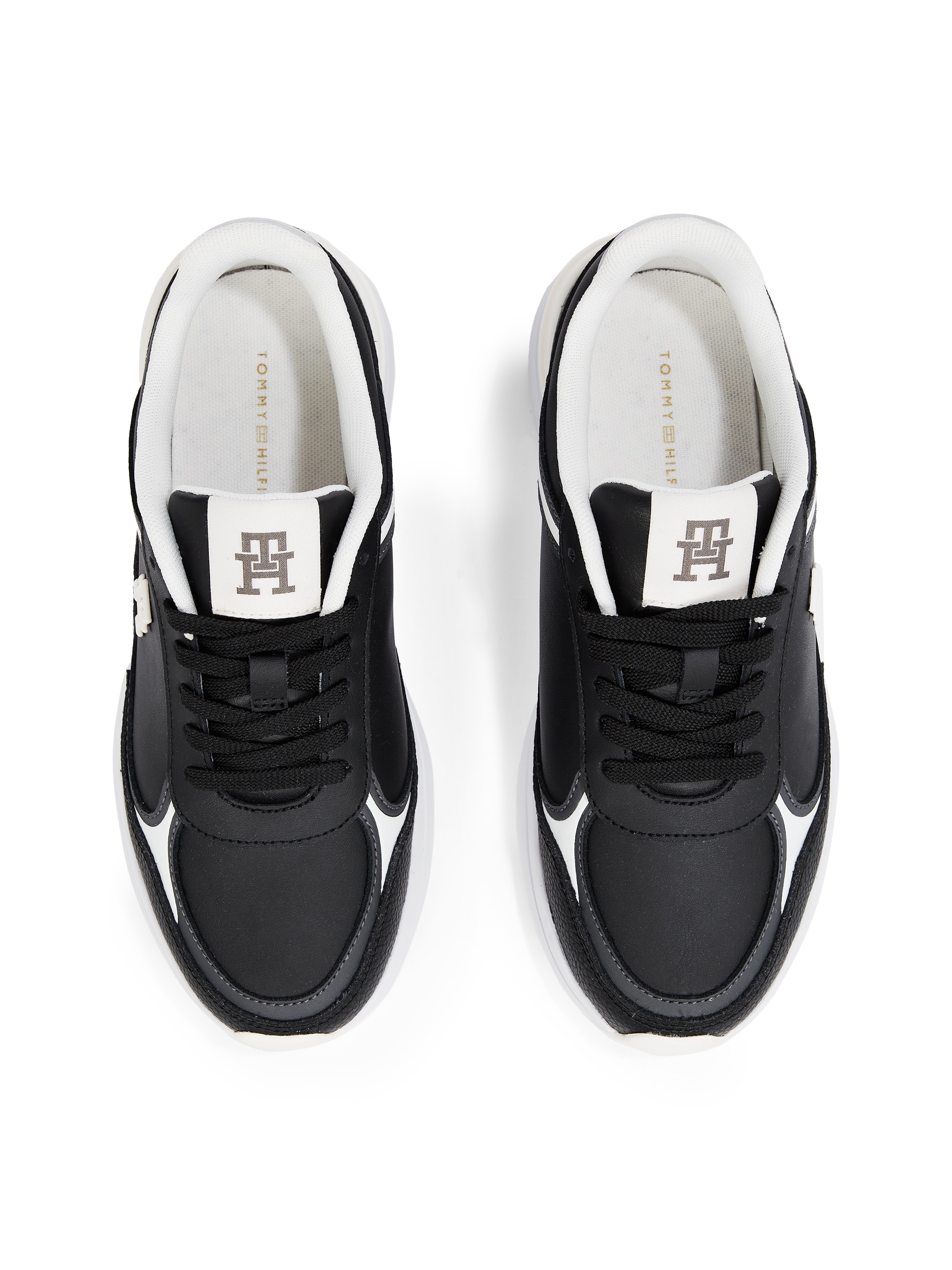 Tommy Hilfiger Keilsneaker »CASUAL FASHION RUNNER LTHR«, Freizeitschuh, Halbschuh, Schnürschuh mit Kontrastbesatz