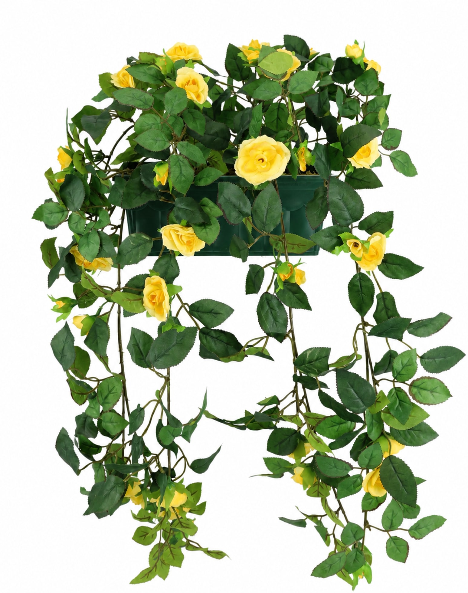 I.GE.A. Kunstblume "Künstlicher Wildrosen-Busch im Kasten 57cm Deko Rosen Kunstrosen" Rosenbusch Wildrosen Kunstpflanze Blumen Hochzeitsdeko Blumendeko Deko