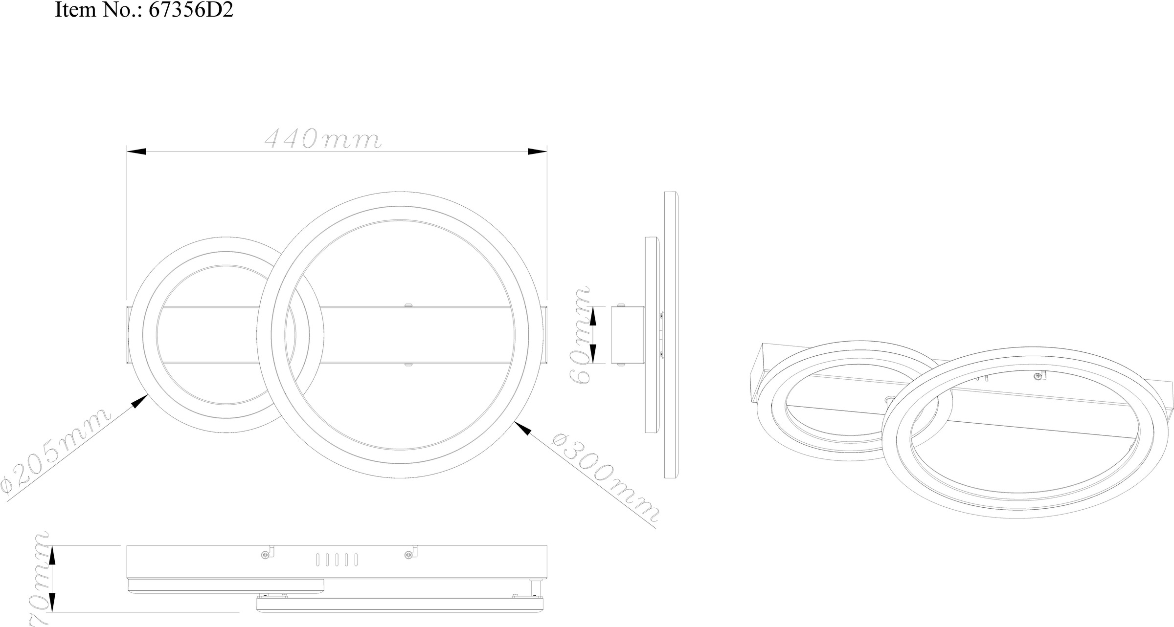 GLOBO LIGHTING Deckenleuchte »DAKARI I« LED-Modul 1 Stk. Warmweiß Deckenlampe Wohnzimmer-Leuchte Schlafzimmer-Leuchte Flur Küche