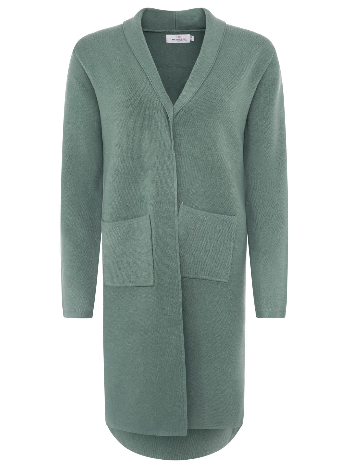 Zwillingsherz Cardigan ""Jessi"" mit Kragen, Langarm, aufgesetzte Taschen, ohne Verschluss, knielang