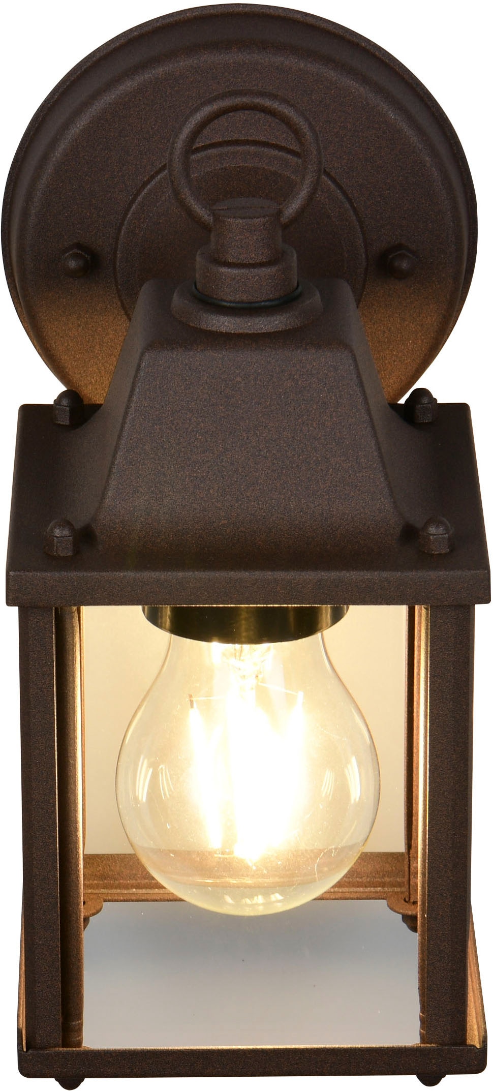 TRIO Leuchten Außen-Wandleuchte »MIRANDE, Hauswand Leuchte Laterne mit Glasschirm, exkl 1x E27 max 40W«, 1 flammig, Leuchtmittel E27 | Leuchtmittel wechselbar, IP23, Outdoor Wandlampe für wechselbare Leuchtmittel Höhe 23cm