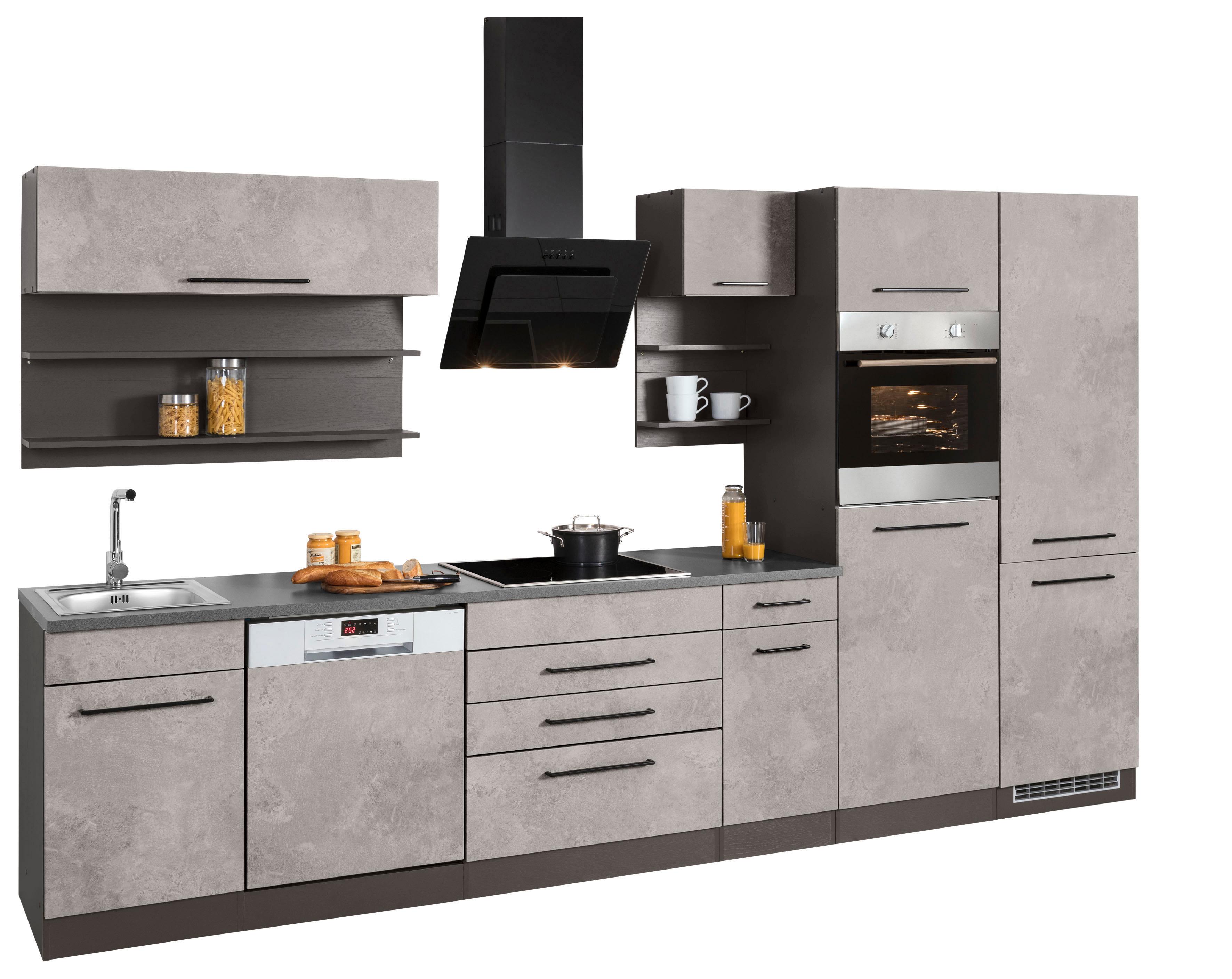 Thumbnail - KOCHSTATION Küchenzeile "KS-Tulsa", mit E-Geräten, Breite 350 cm, schwarze Metallgriffe, MDF Fronten