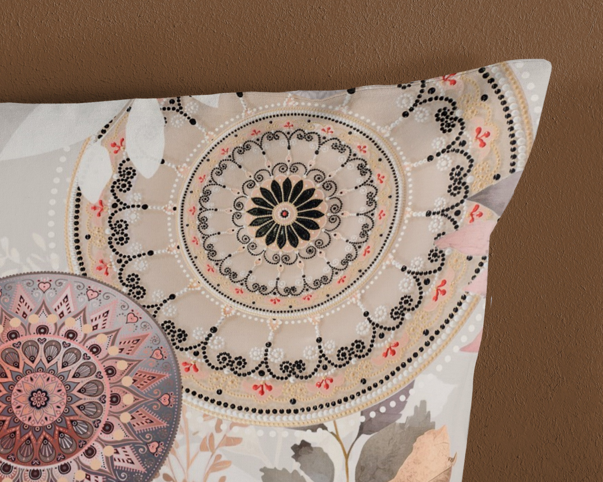 hip Wendebettwäsche »Afina«, Mako-Satin, Reißverschluss, Wendeoptik, Mandala, Neutral, Grau