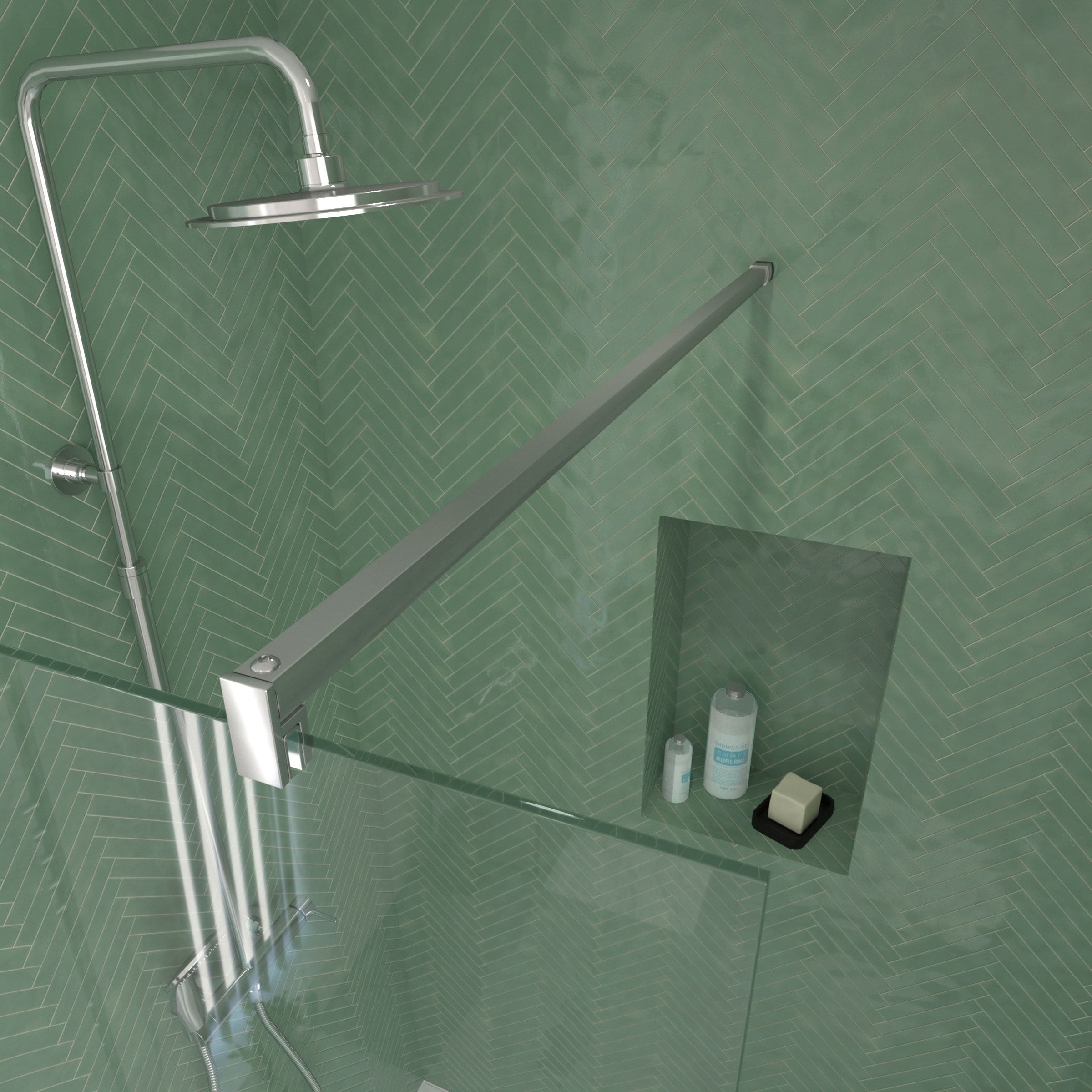 Marwell Walk-in-Dusche, barrierefreier Einstieg, mit Halterungsstange