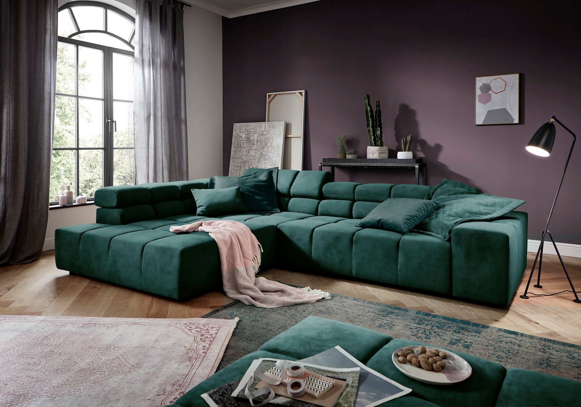 INOSIGN Ecksofa »Ancona incl. Kopfteilverstellung, OTTOs Choice, Breite 319cm, L-Form«, wahlweise motorische Sitztiefenverstellung, auch in Cord + Easy Care