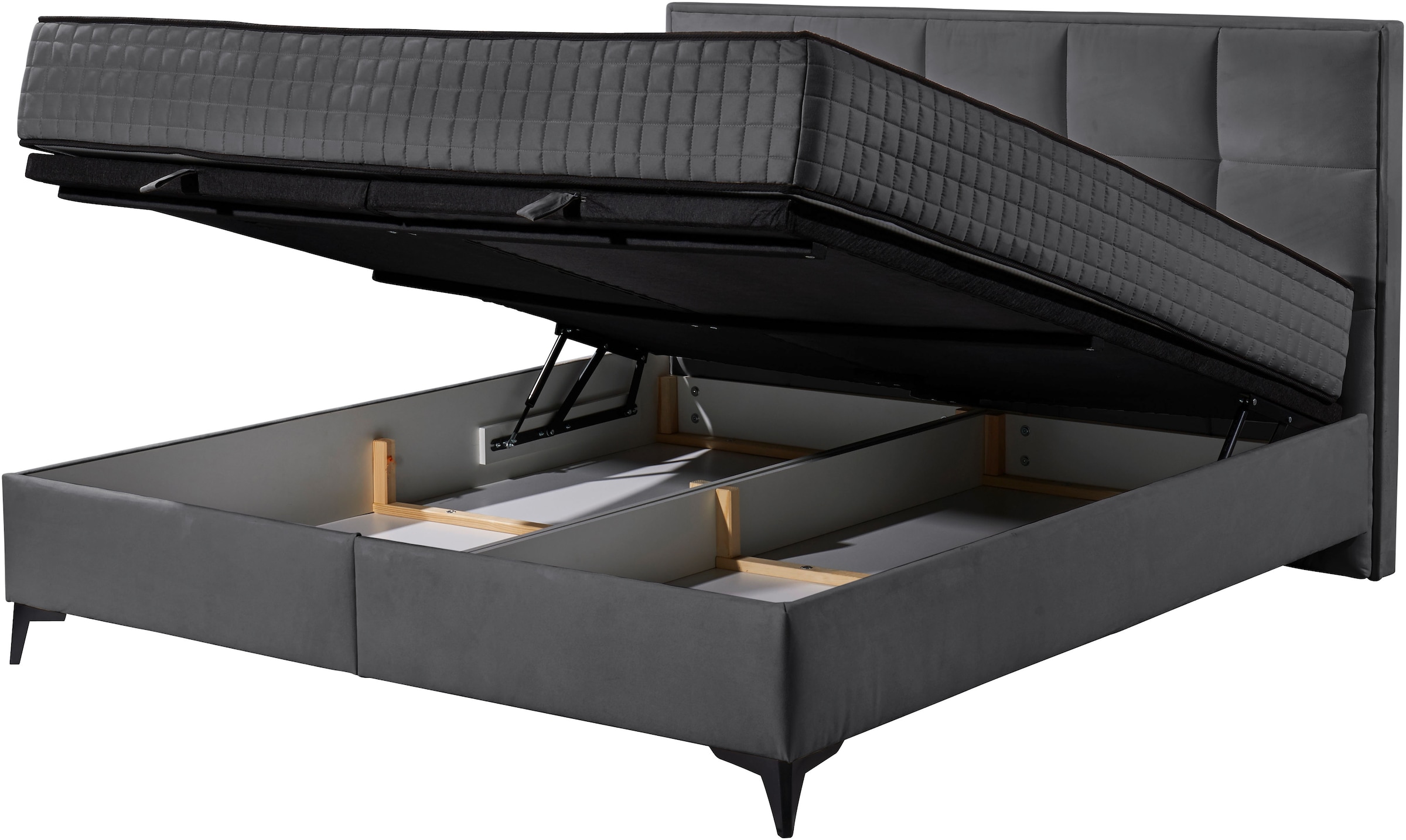 ED EXCITING DESIGN Boxbett »Monroe inkl. Bettkasten, erhältlich in den Breiten 160cm & 180cm«, Duo-Matratze - feste Seite mit Kokosmatte