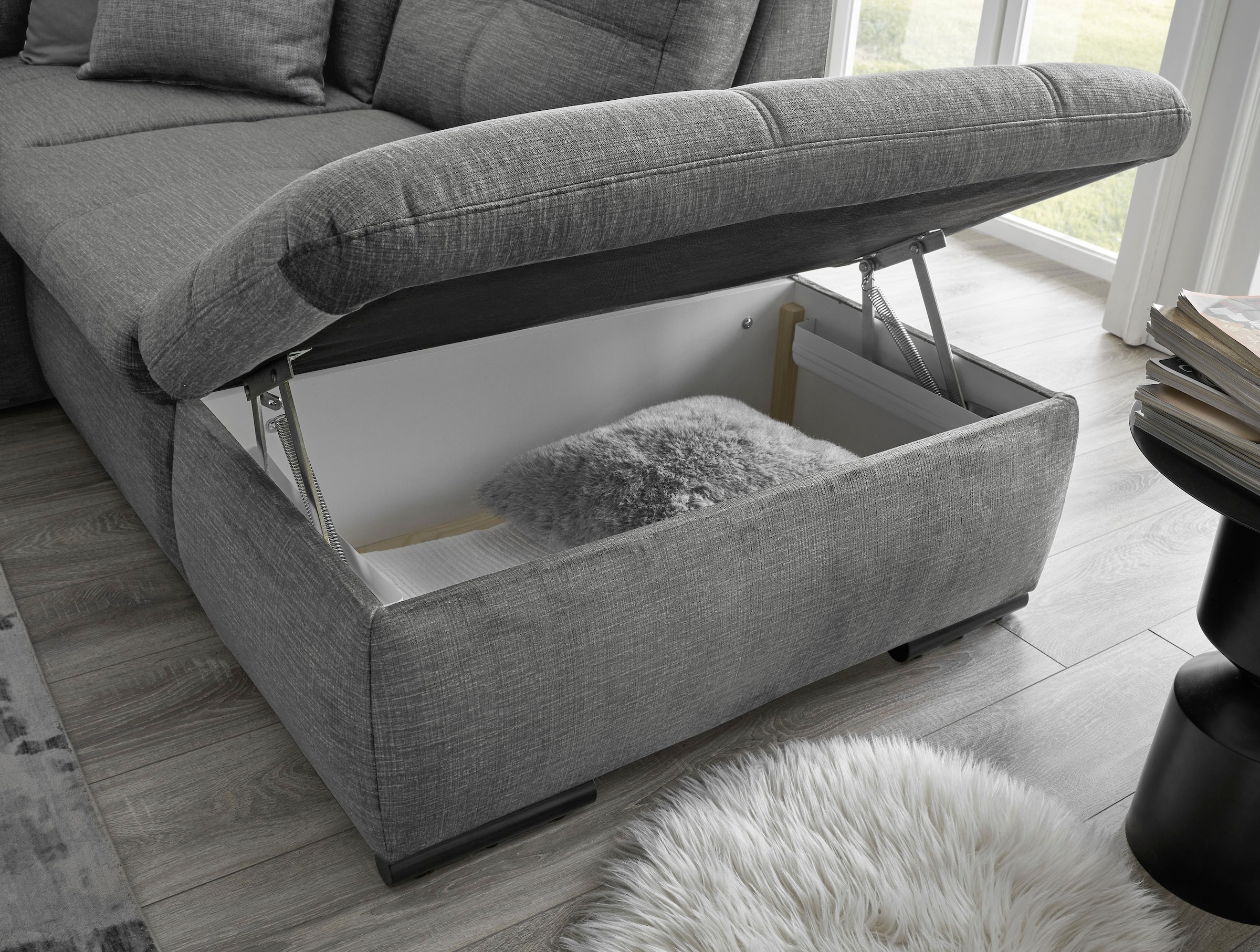 ED EXCITING DESIGN Wohnlandschaft »Alija U-Form«, mit Bettfunktion, Bettkasten, Armteilverstellung & Kopfstützen