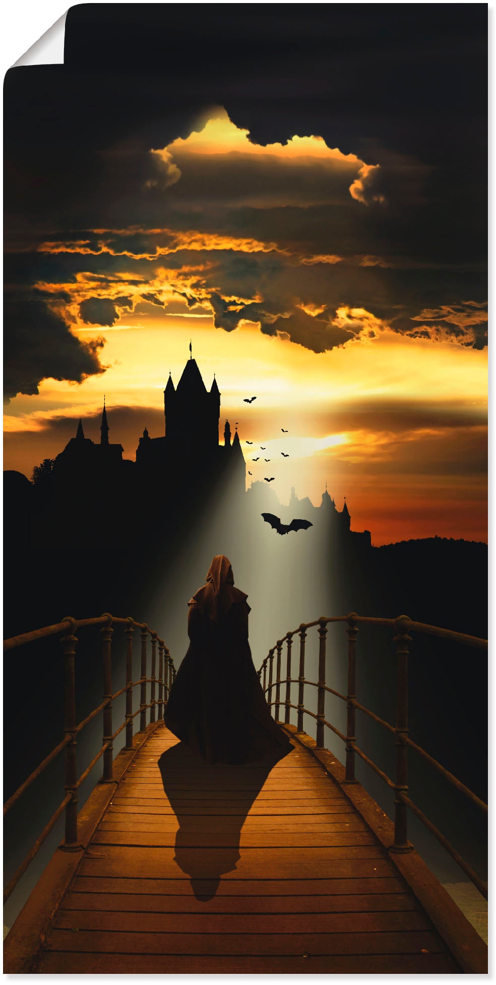 Artland Poster "Der Mönch auf dem Weg zur Burg" Dark Fantasy 1 Stk. tlg. ohne Rahmen