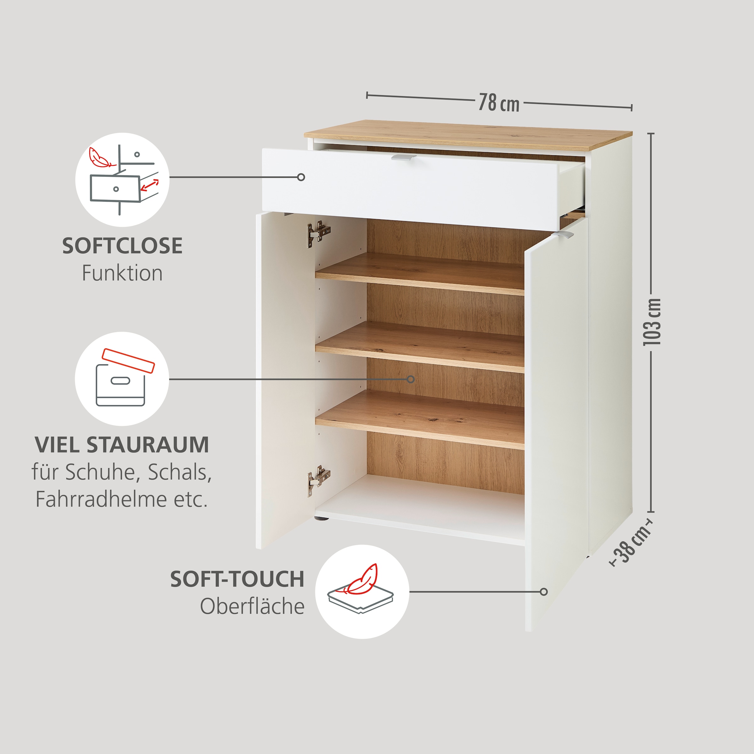 Innostyle Garderoben-Set »Bari Garderobenprogarmm, BxHxT 264x202x38 cm« Set, 5 Stk. tlg.