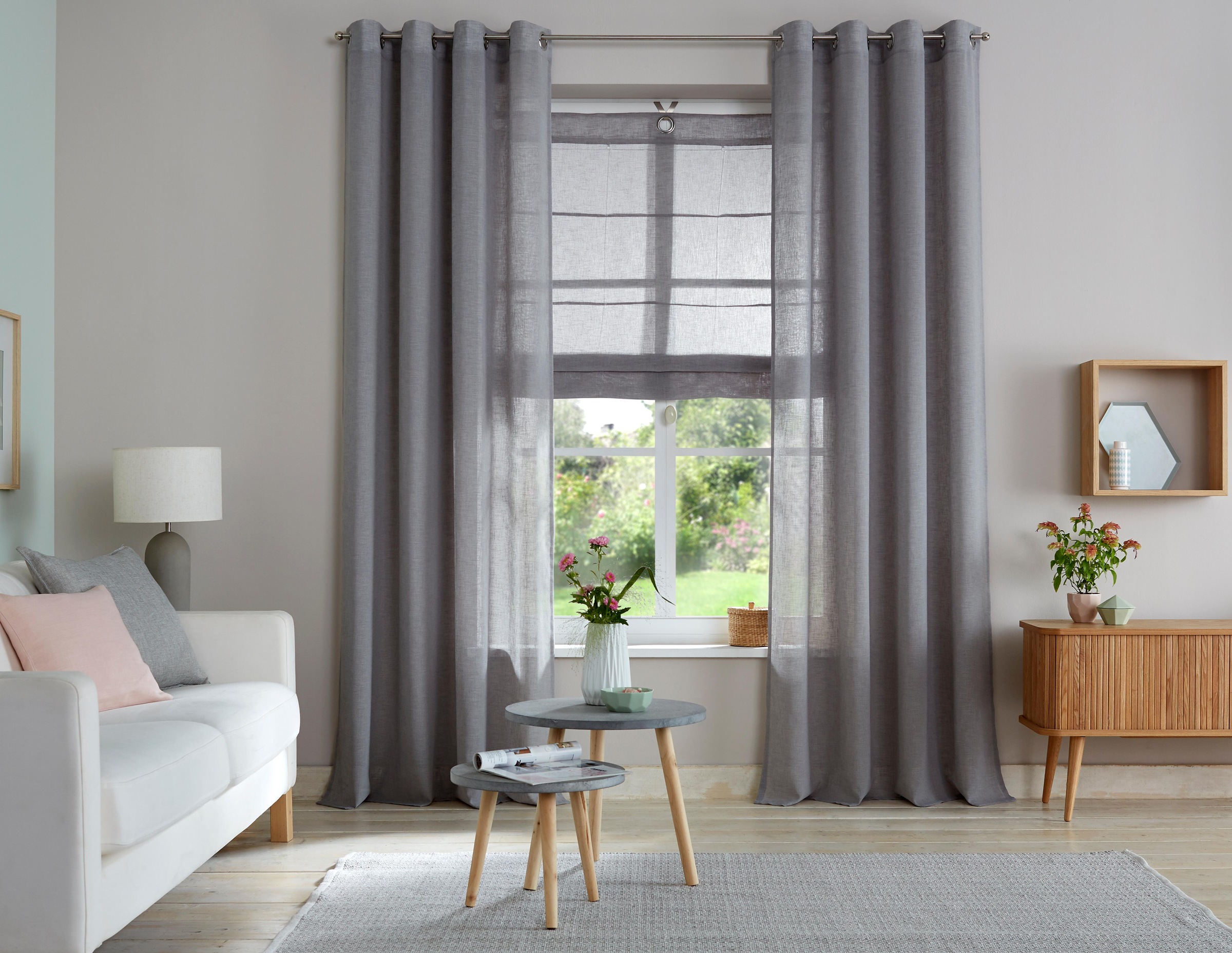 OTTO home Gardine "Fiete" Ösen 1 Stk. tlg. Leinen Optik, monochrom, basic, günstig online kaufen