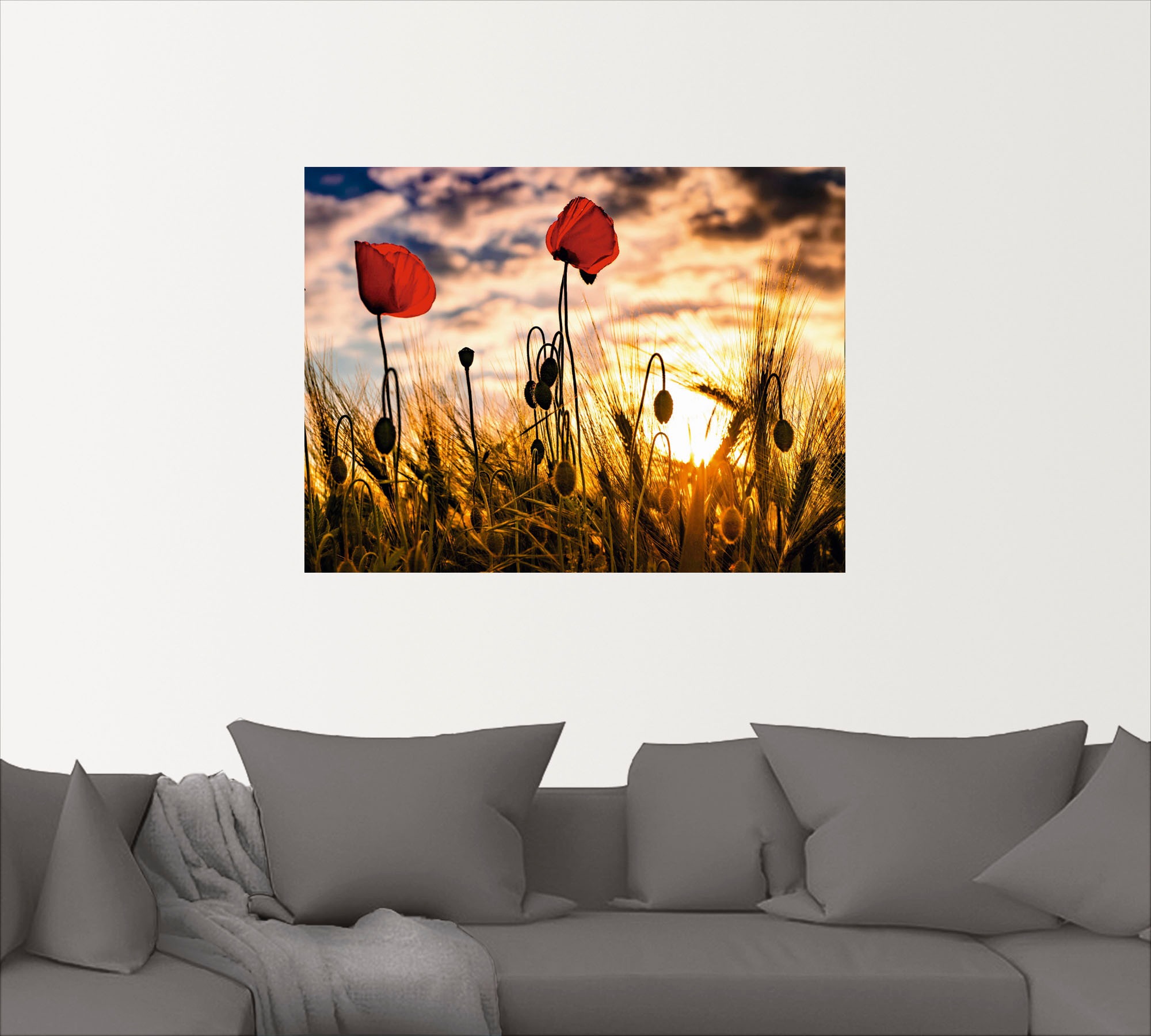 Artland Wandbild "Mohnblumen im Sonnenuntergang", Blumen, (1 St.), als Alub günstig online kaufen
