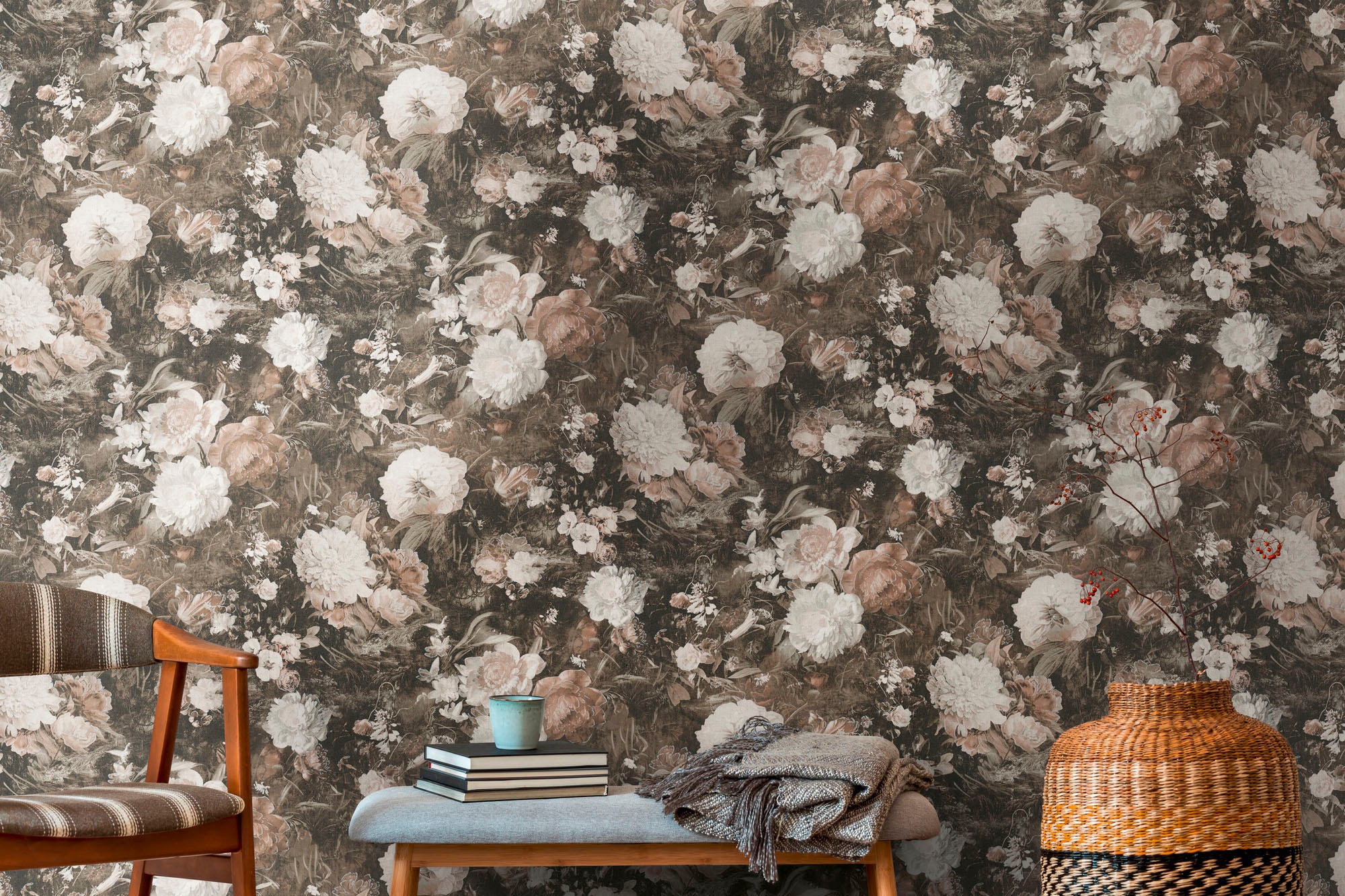 A.S. Création 1100000002199 "THE BOS Blumentapete Floral" abstrakt gemustert leicht glänzend leicht strukturiert Blumenwand Tapeten Wohnzimmer Schlafzimmer Küche modern Design Optik
