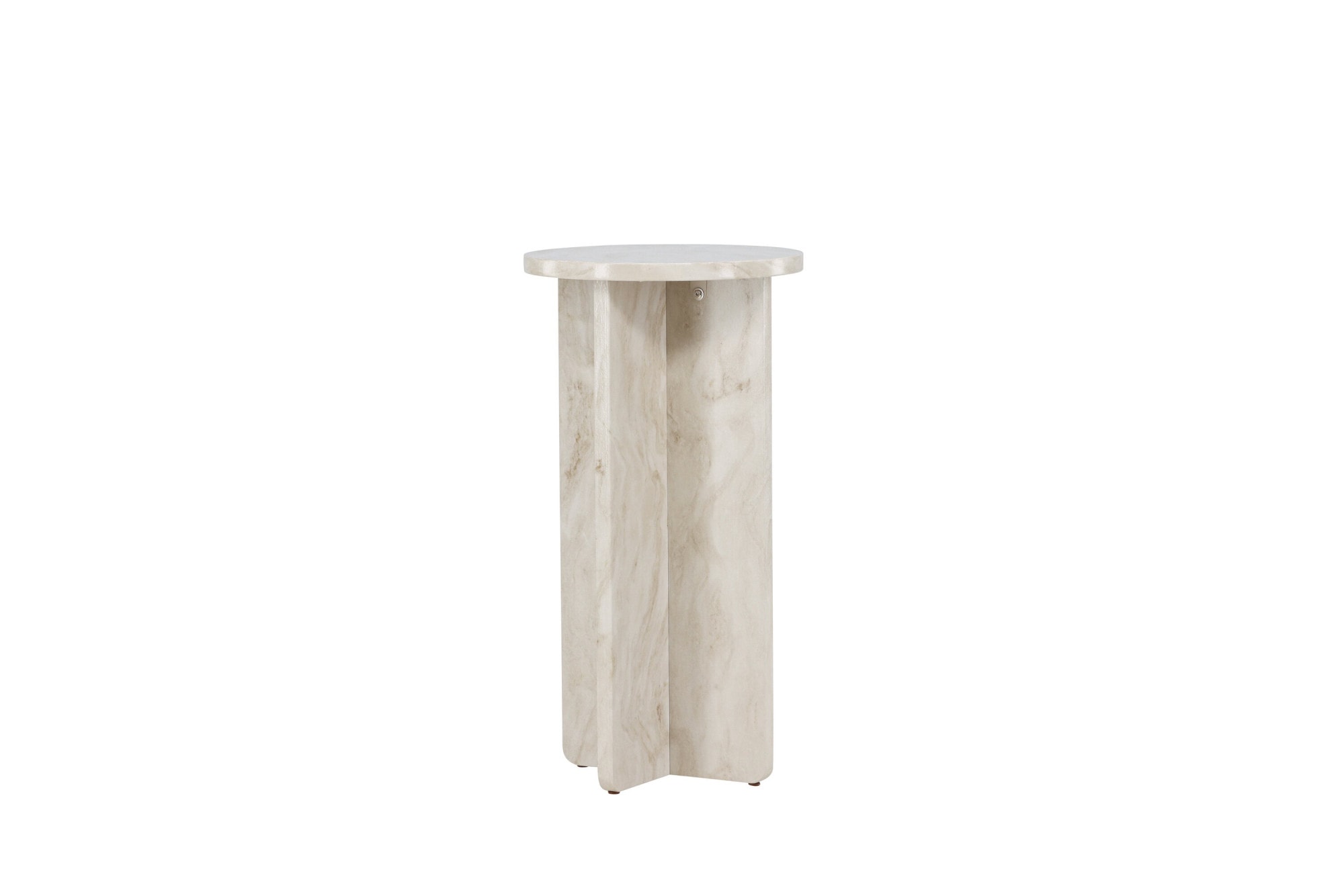 Venture Home Beistelltisch »Ålesund, hoher runder Beistelltisch in beiger Marmoroptik, Ø 40 cm« Ablagetisch, MDF, gewachst, rund, schlank, anspruchsvoll