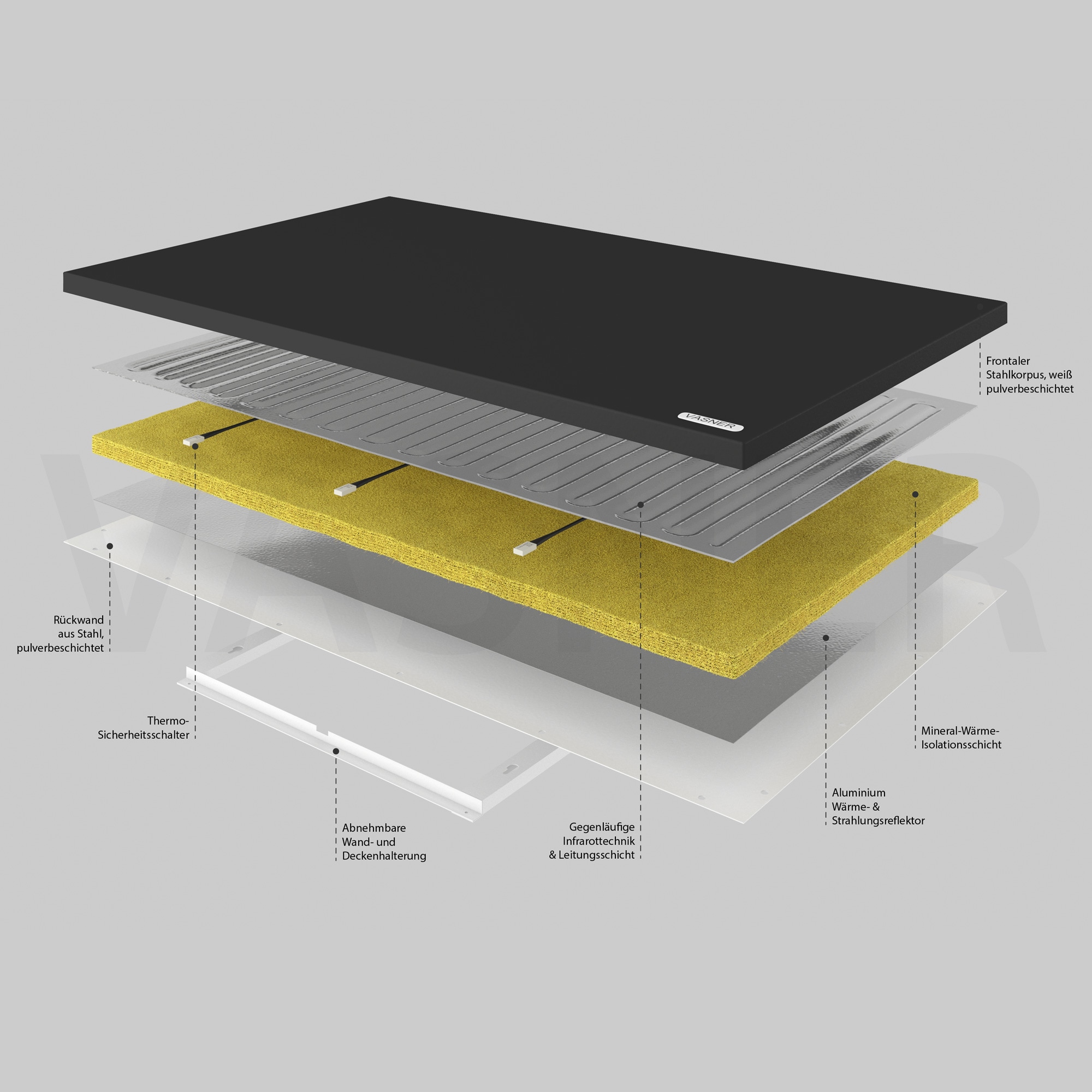 Vasner Infrarotheizung »Citara T 700 W« Metall Heizpaneel Tafelheizung schwarz