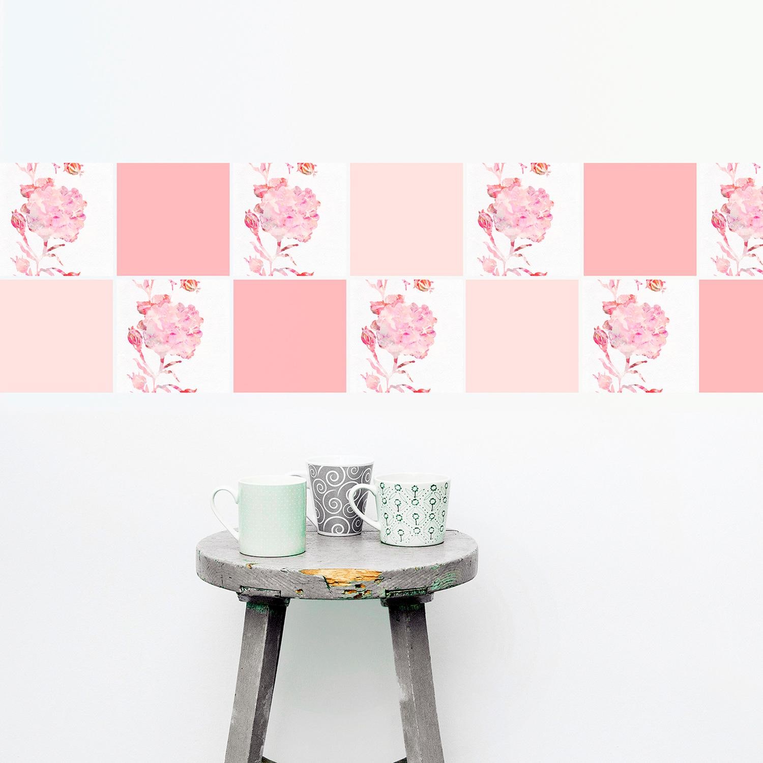 queence Fliesenaufkleber »Blumen«, (12 St.), Stickerfliesen, selbstklebend, Sticker, 12er Set