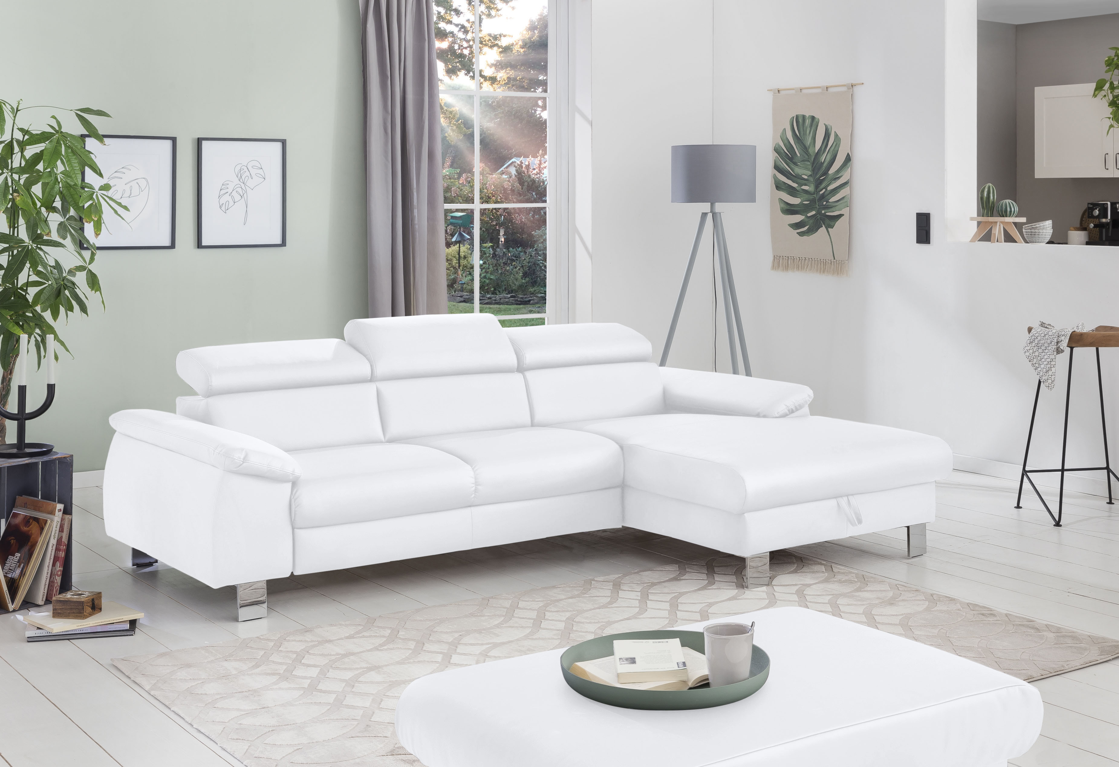 COTTA Ecksofa "Komaris L-Form, B: 244 cm" mit Kopfteilverstellung, optional Schlaffunktion, Bettkasten & Licht