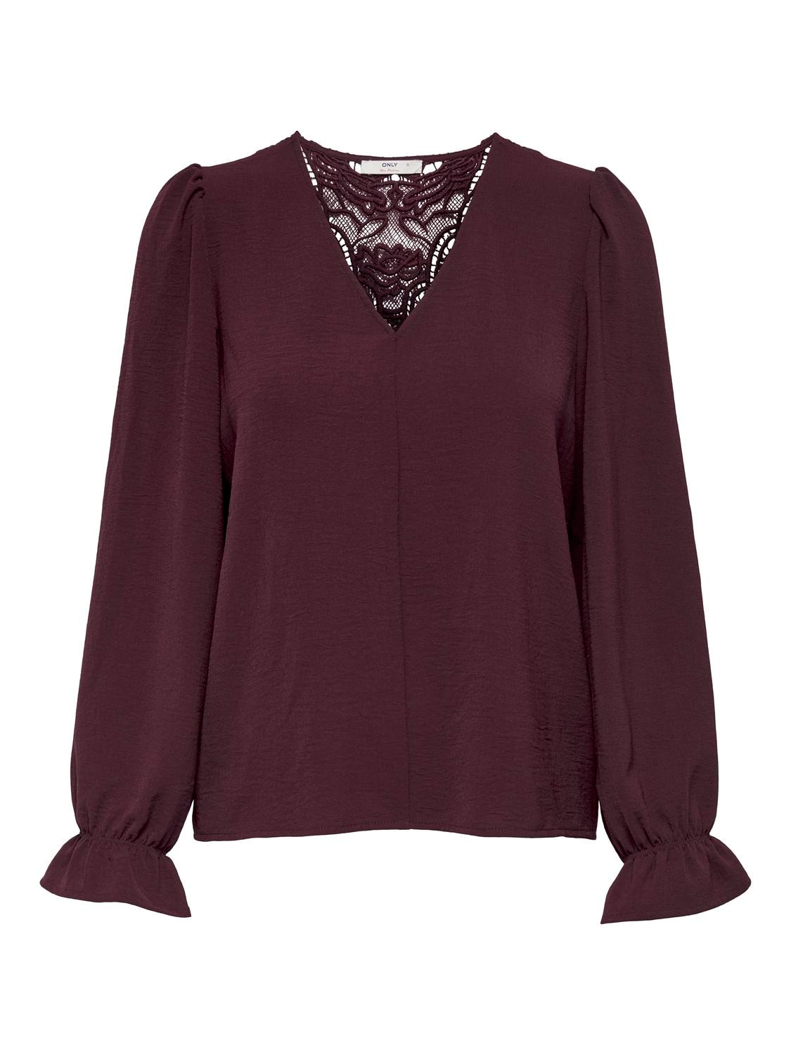 ONLY Spitzenbluse »ONLMETTE L/S LACE TOP WVN« Kunstfaser, regular fit