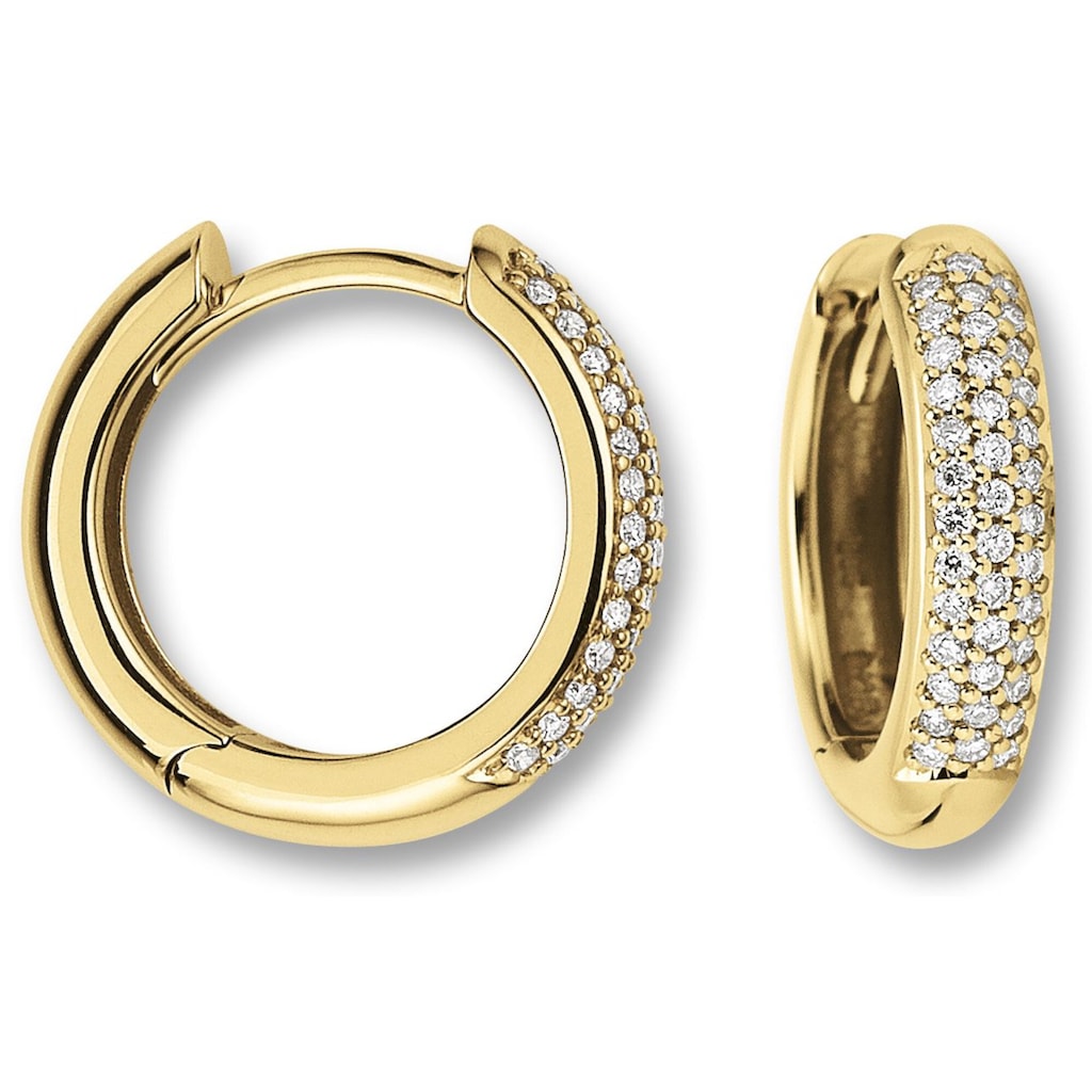 ONE ELEMENT Paar Creolen »0 25 ct Diamant Brillant Ohrringe Creolen aus 585 Gelbgold« Damen Gold Schmuck
