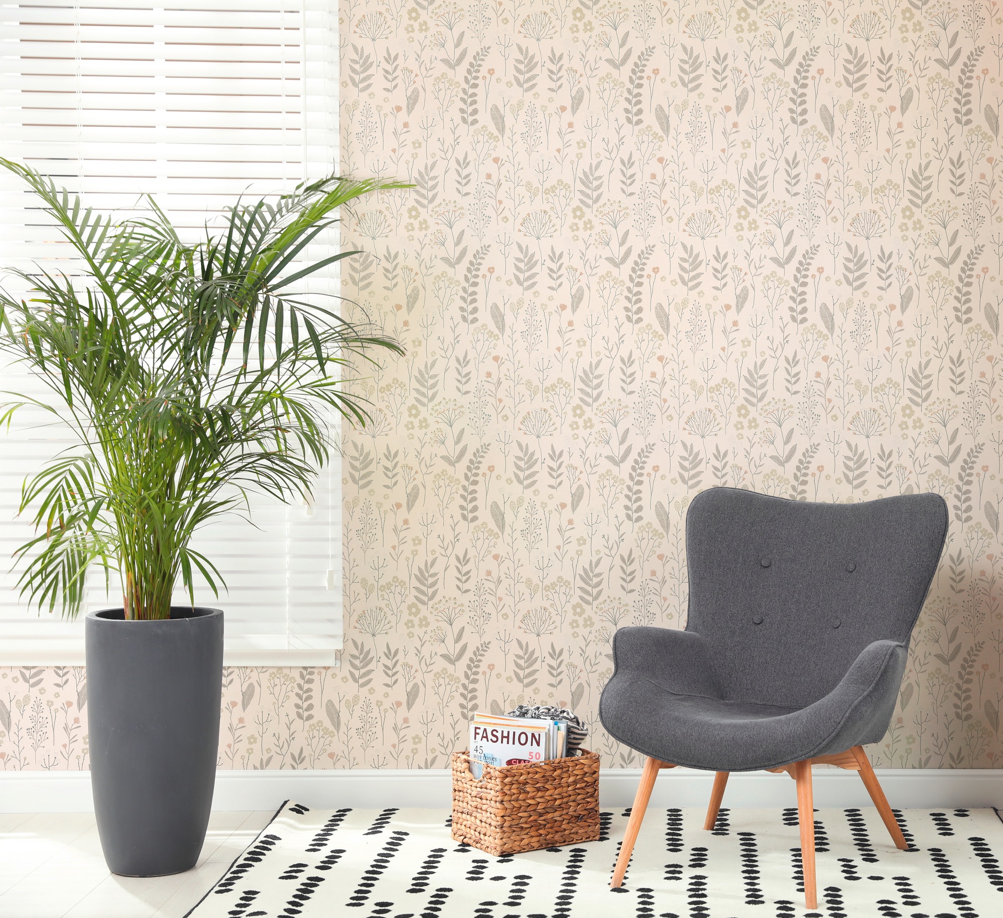A.S. Création Vliestapete "Attractive 3 – Nordic Floral" floral aufgeschäumt Metallic, glänzend