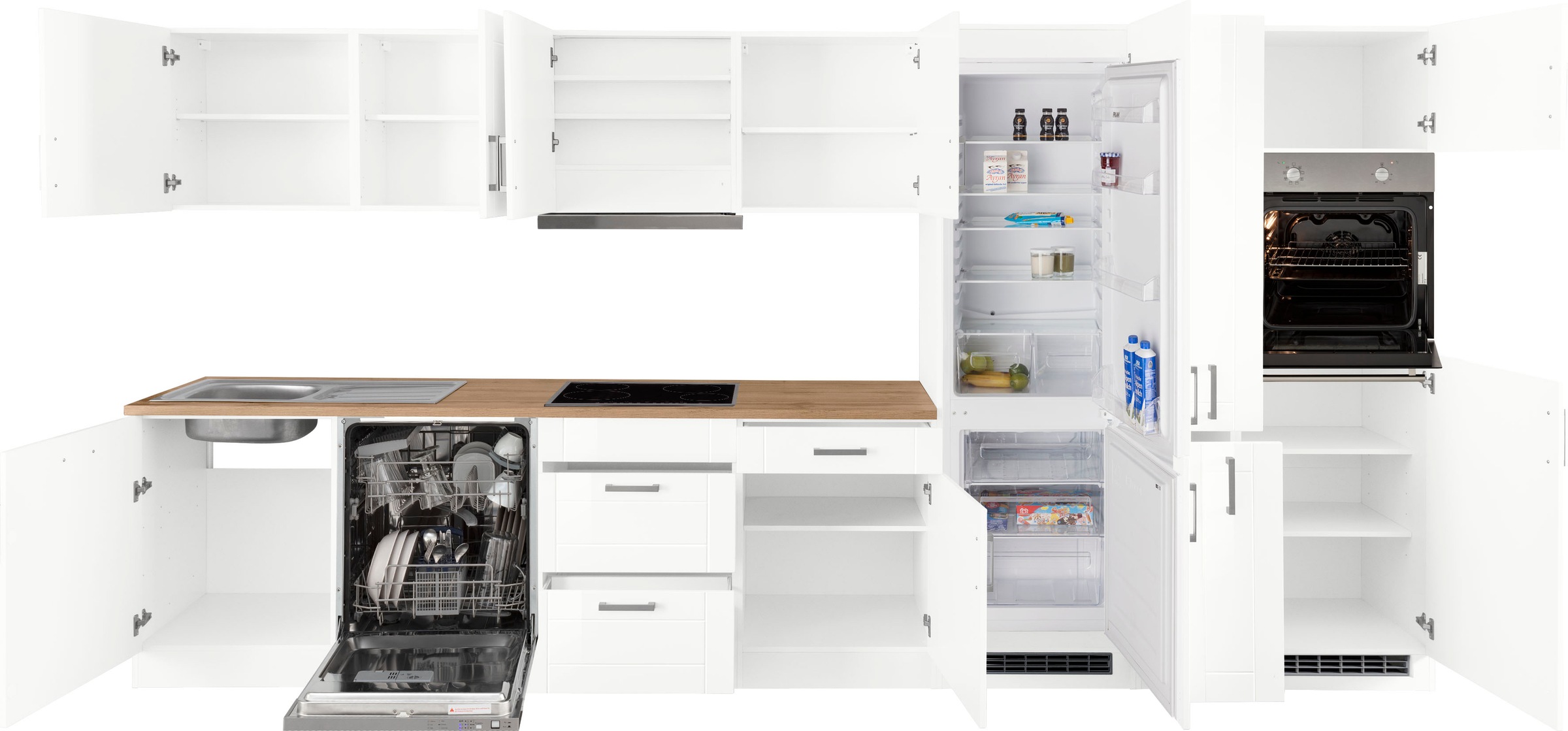 KOCHSTATION Küchenzeile »KS-Tinnum«, mit E-Geräten, Breite 390 cm