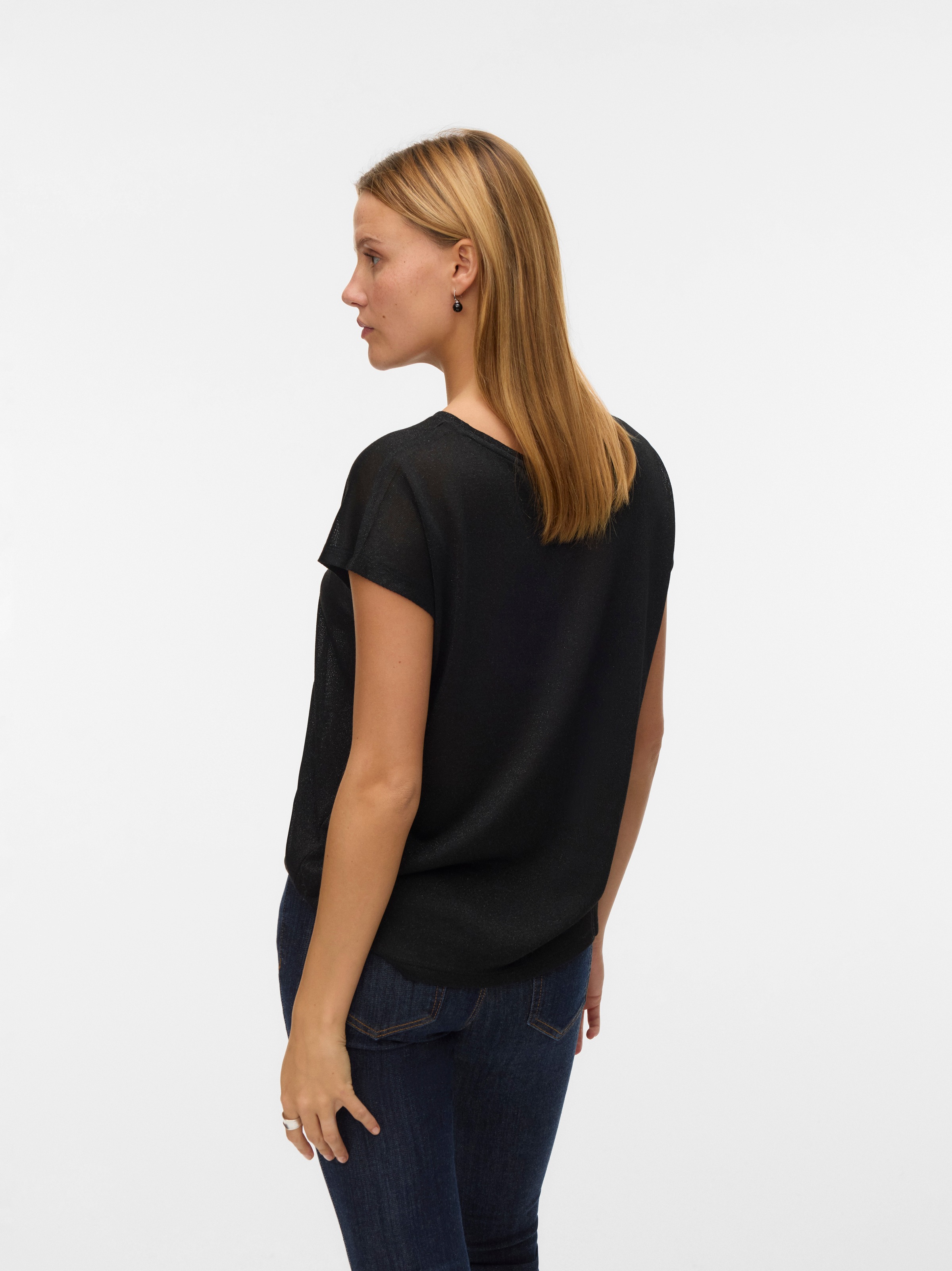 Vero Moda Kurzarmshirt "VMSARAH AVA SS TOP JRS GA NOOS" mit Glitzerdetails günstig online kaufen
