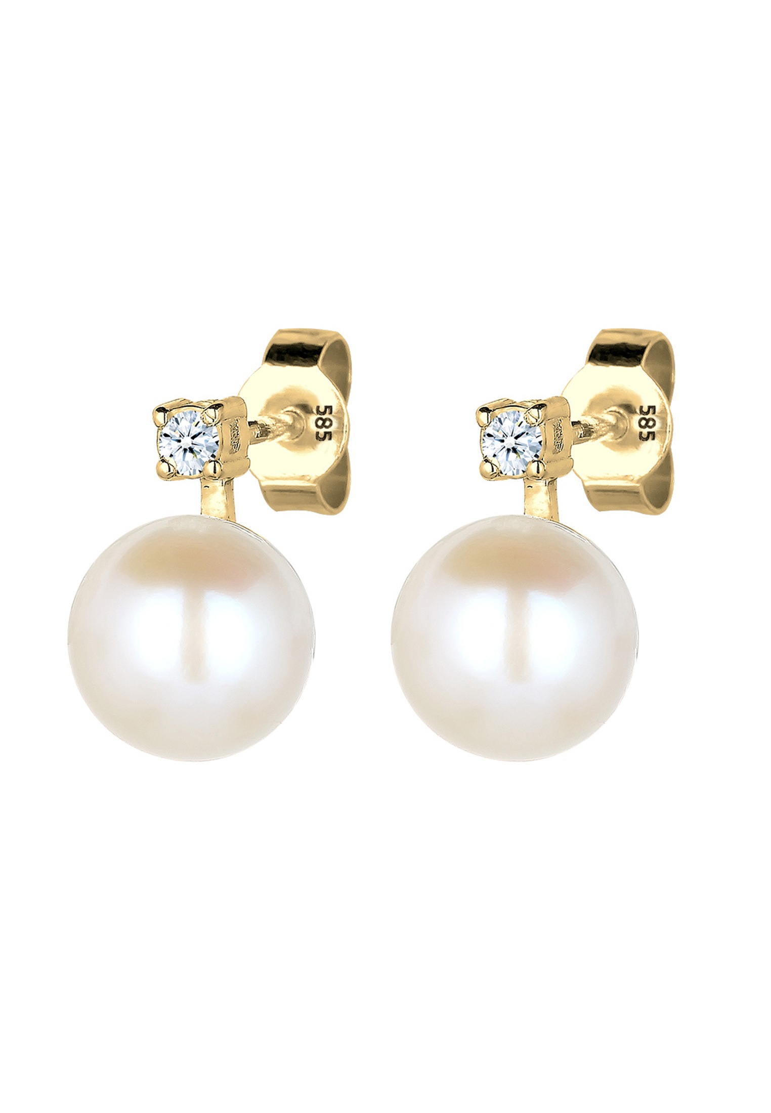 Elli DIAMONDS Paar Ohrstecker »Perle Elegant Diamant (0.06 ct.) 585 Gelbgold«