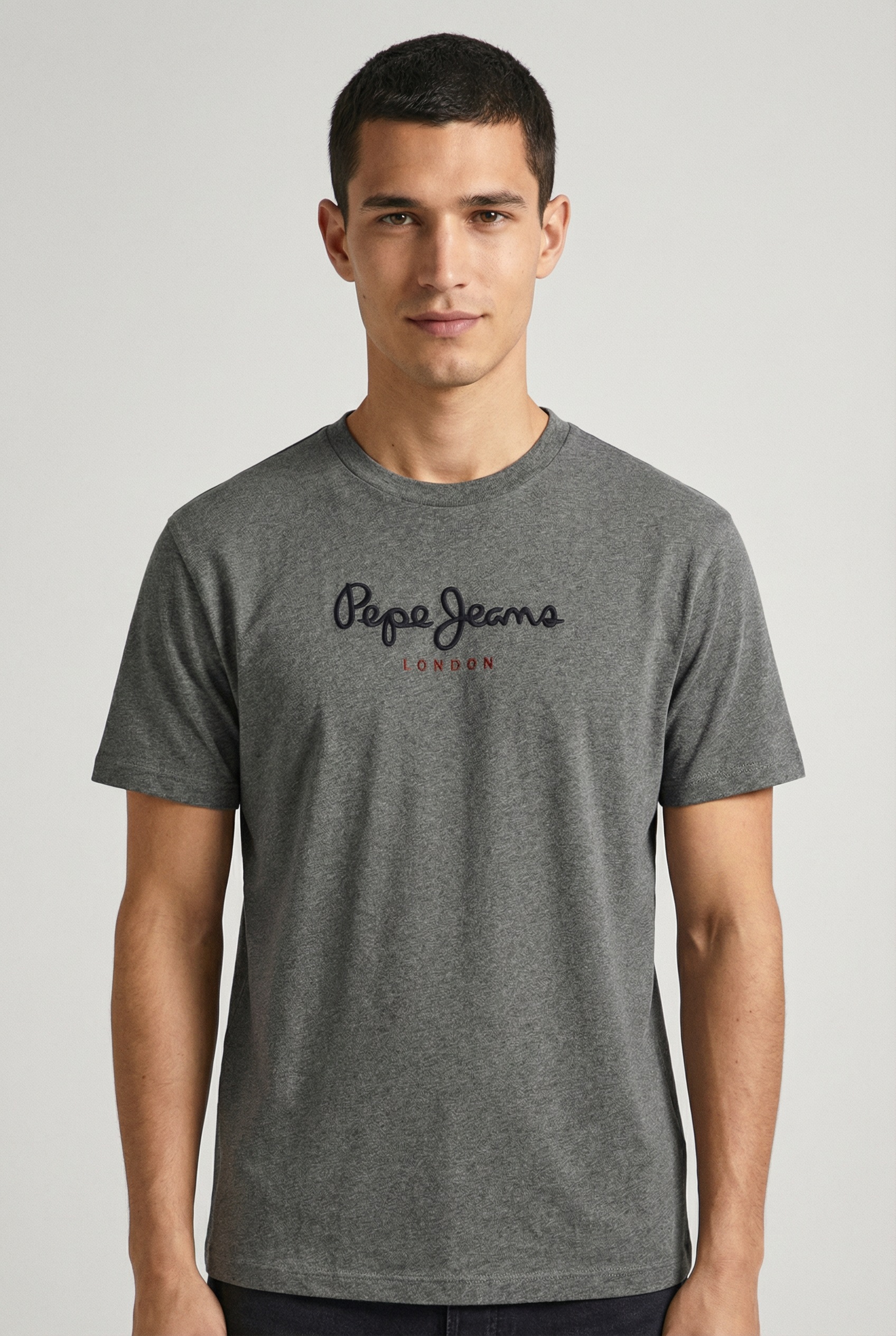 PEPE JEANS Herren Rundhalsshirt "EGGO"marl grau, Gr. M, bedruckt, Jersey, Obermaterial: 100% Baumwolle, Shirts