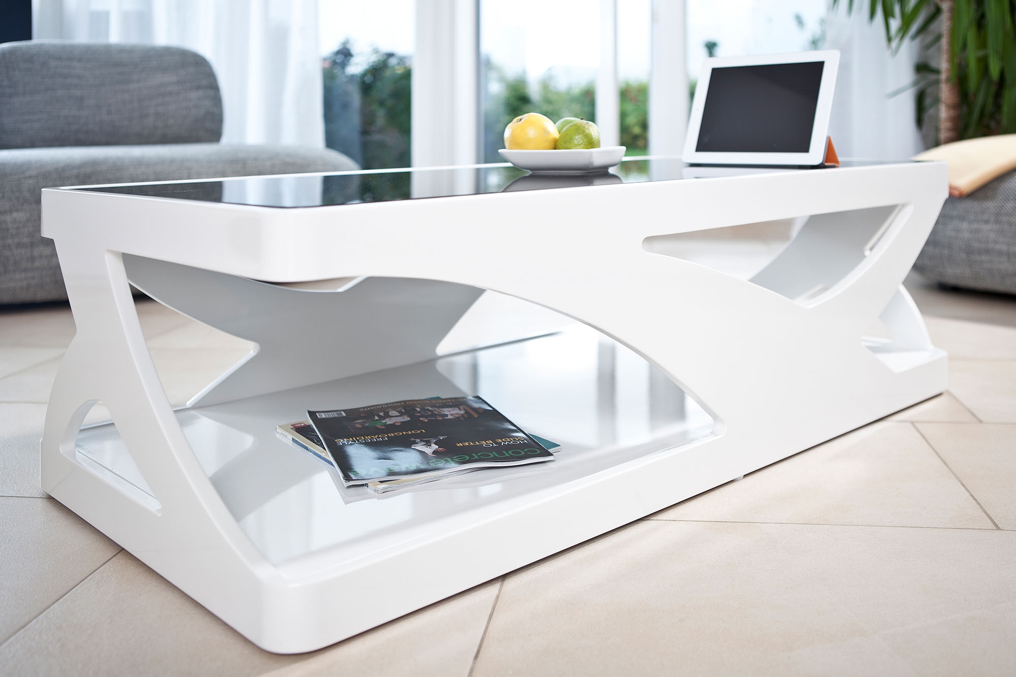 SalesFever Couchtisch, 10 mm Schwarzglasplatte, rechteckig oder quadratisch