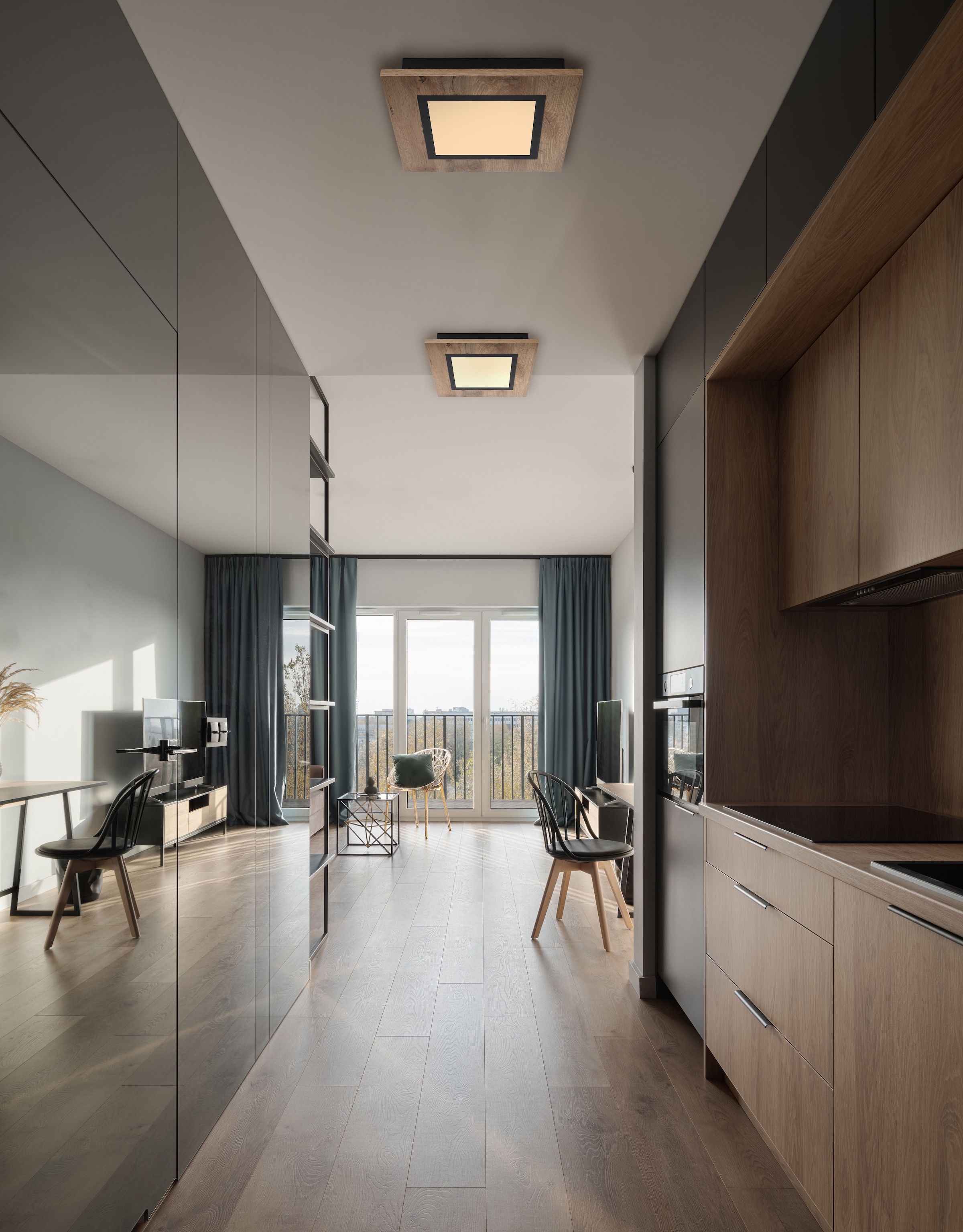 GLOBO LIGHTING LED Deckenleuchte »LEA«, Leuchtmittel LED-Modul | LED fest integriert, Deckenlampe/Wohnzimmer/Schlafzimmer/modern/Holz
