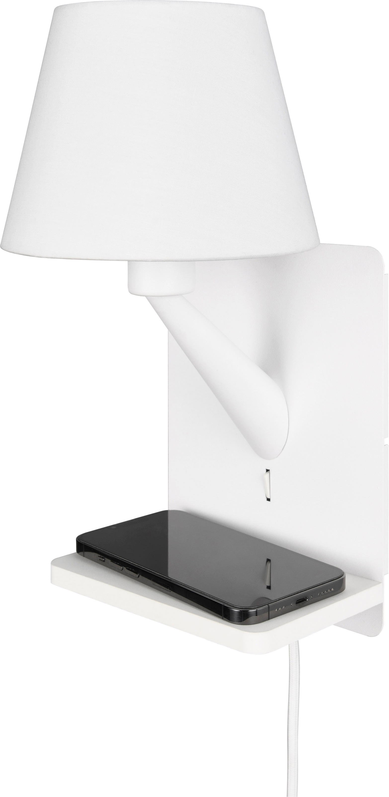 TRIO Leuchten Wandleuchte »COMFORT, Wand Nachttischleuchte, induktive Ladestation USB-Anschluss« E14 1 Stk. warmweiß - kaltweiß LED Wandleuchte indirektes Licht, exkl 1x E14 max 40W, Stoffschirm
