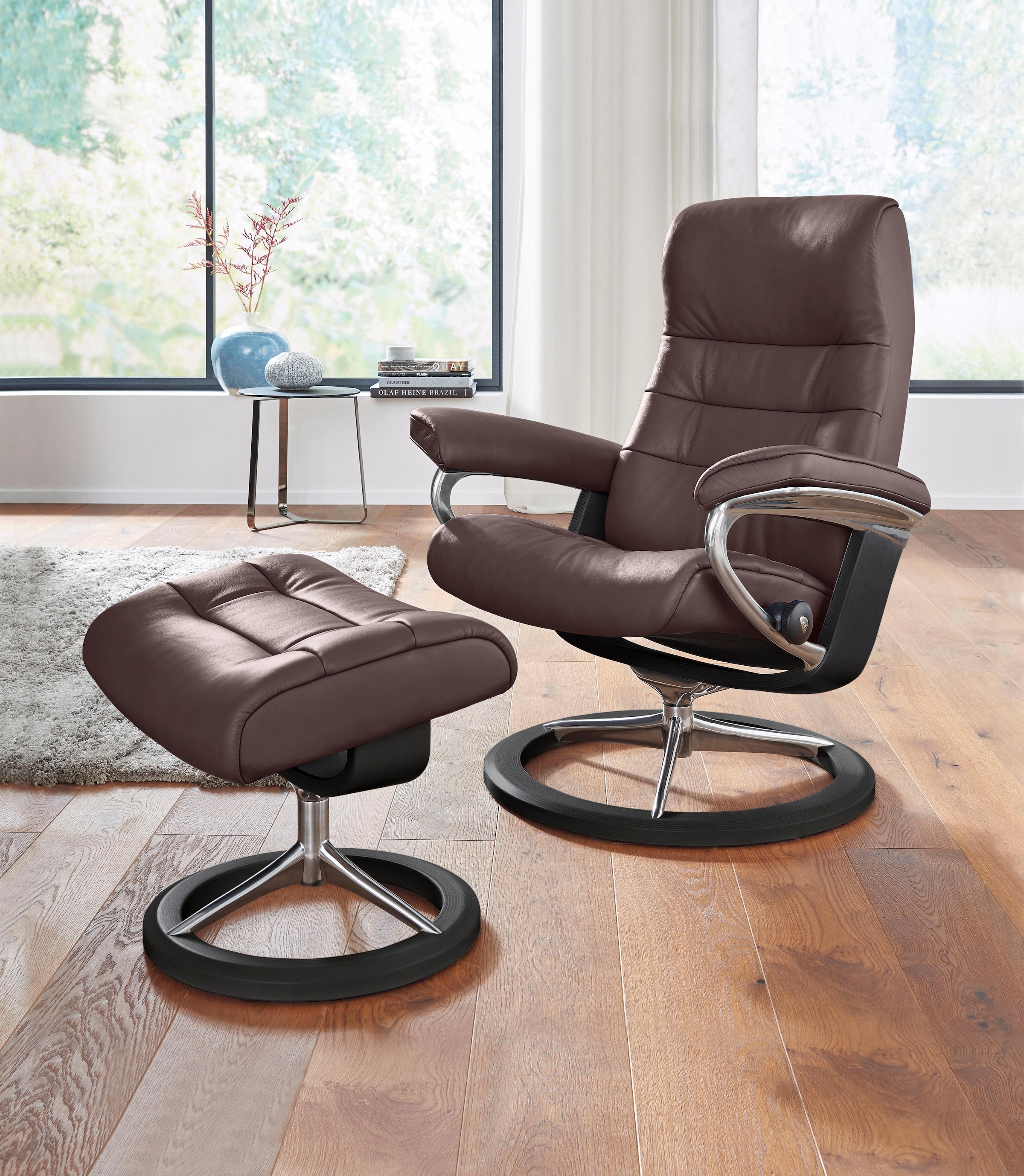 Stressless® Relaxsessel »Opal«, (Set, Relaxsessel mit Hocker), mit Hocker, mit Signature Base, Größe M, mit Schlaffunktion