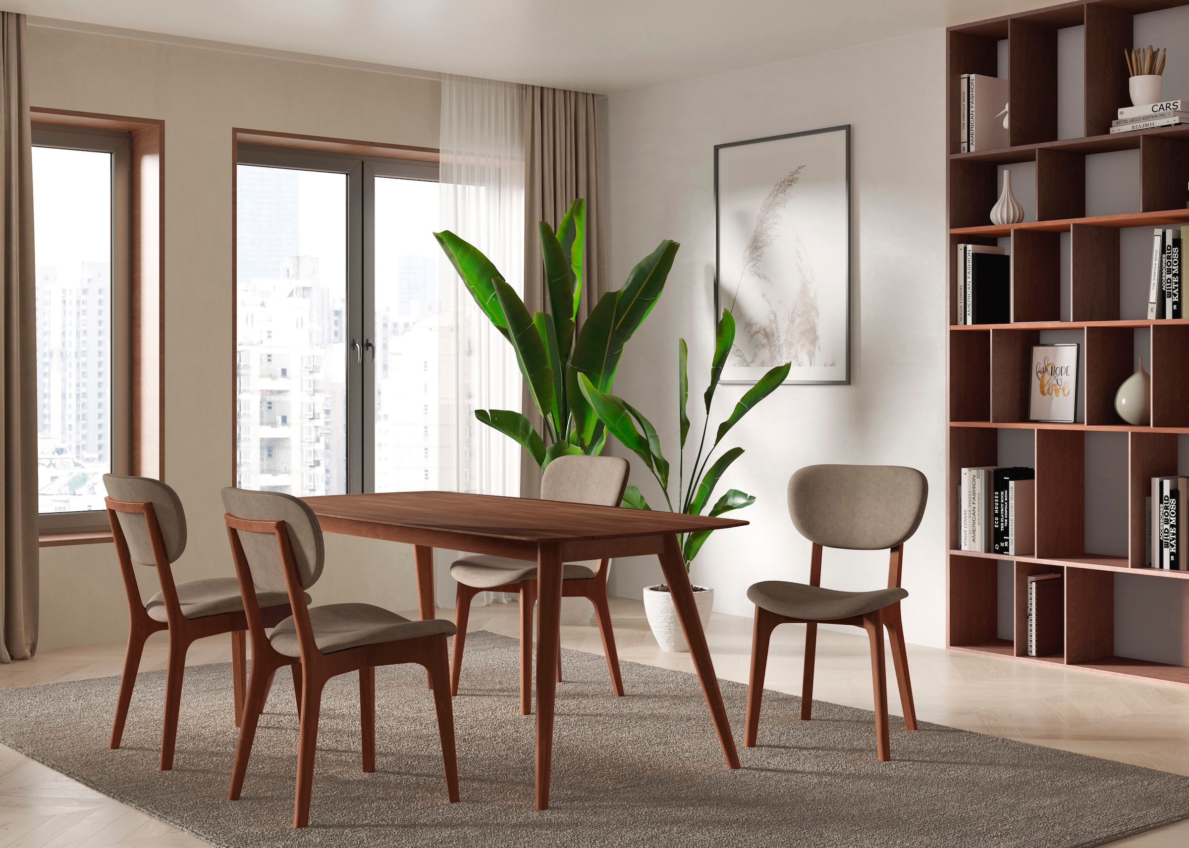 INOSIGN Stuhl »COZY Made in Italy«, (Set), 2 St., Microfaser, Gestell in Buche, Kirsch- oder Nussbaum, Massivholz, Design Stuhl