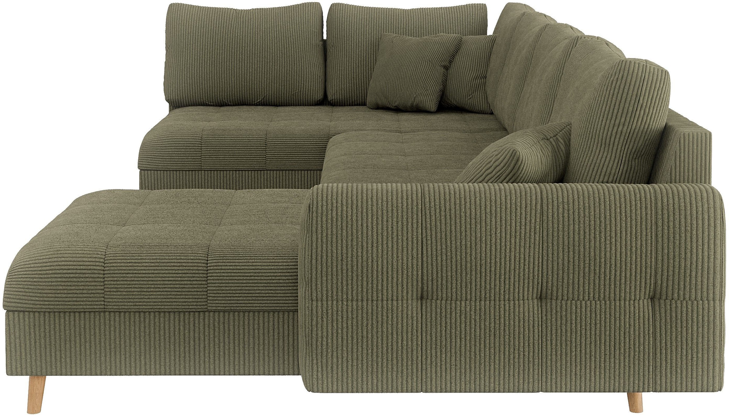 Home affaire Wohnlandschaft »CHARRE U-Form mit Ottomane, Maße B/T/H: 310/161/81 cm«, feine Steppung, lose Rücken- und Zierkissen, auch in Cord und Bouclé