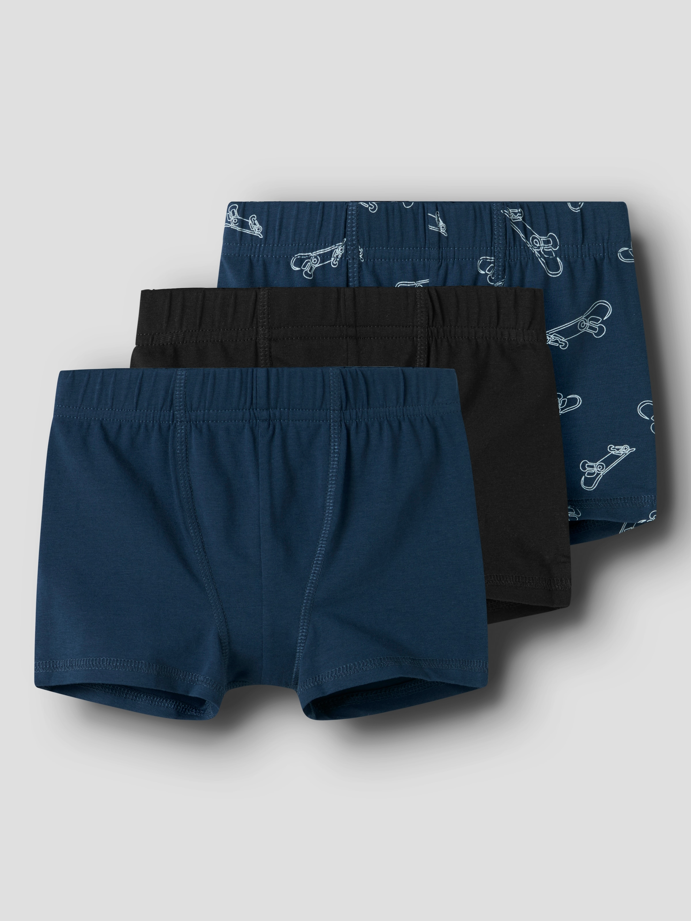 NAME IT Jungen Trunk "NMMTIGHTS 3P TITAN SKATER NOOS", Gr. 122, schwarz, Jersey, Obermaterial: 95% Baumwolle, 5% Elasthan, Unterhosen