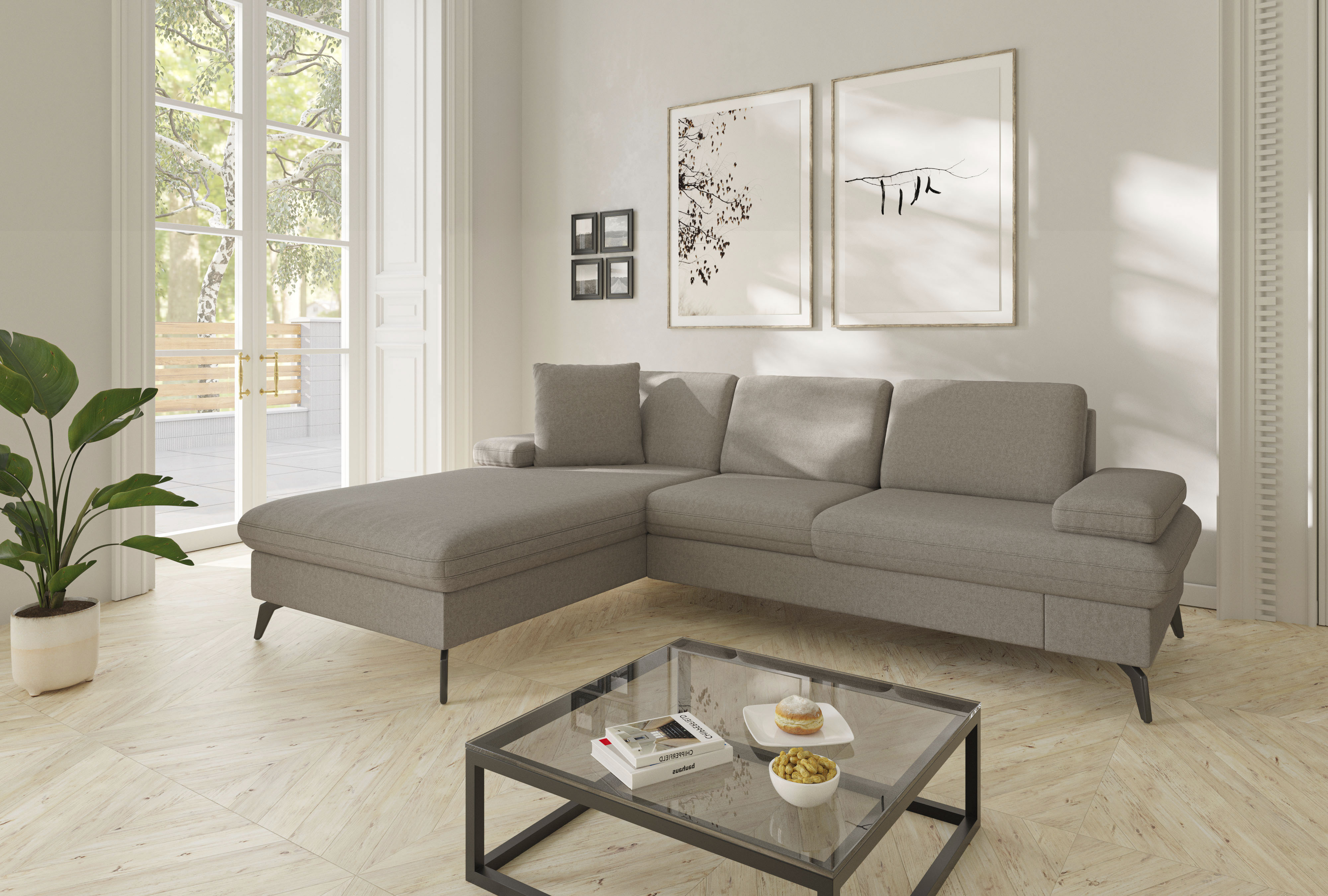 sit&more Ecksofa "Morris Jubi L-Form, B: 247 cm" mit Armteilfunktion & 1 Zierkissen, optional Schlaffunktion