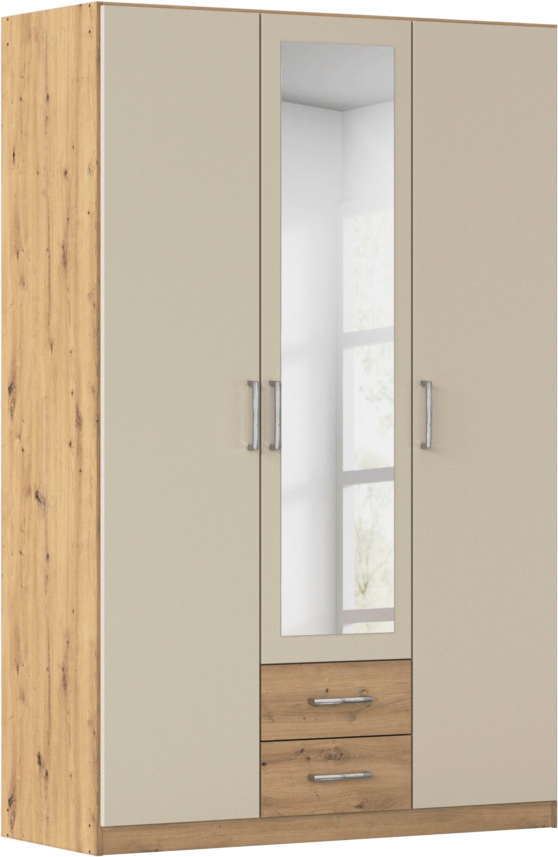 rauch Kleiderschrank "Schrank Garderobe Ankleide GAMMA Breiten 91/136/181/226/271/315/360 cm" in 3 Ausstattungen BASIC/CLASSIC/PREMIUM (inkl. SOFT-CLOSE-Funktion), verschiedene Griff-Varianten, mit Spiegel TOPSELLER MADE IN GERMANY