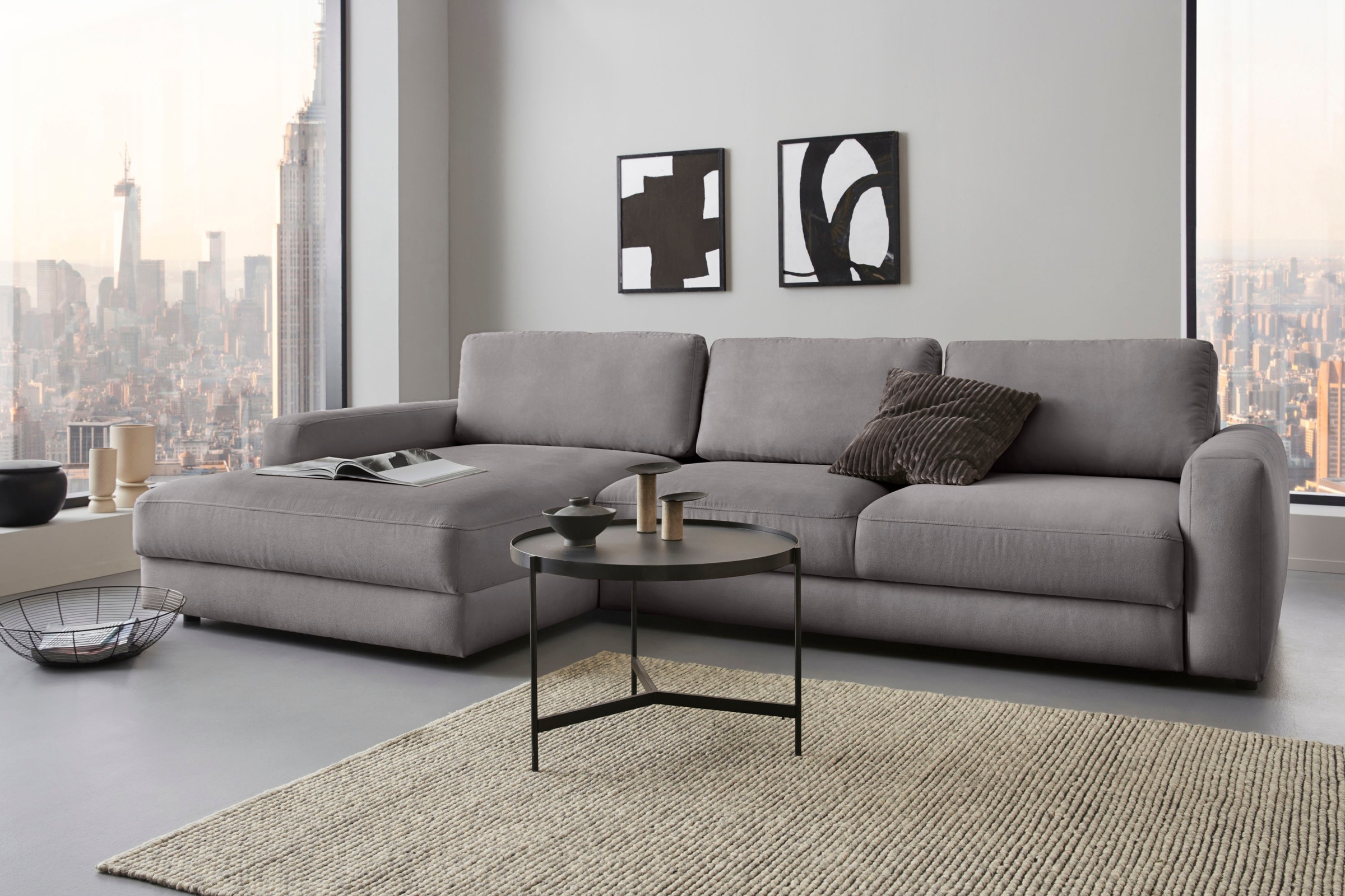 Home affaire Ecksofa "Bloomfield, bequem und elegant, Breite 303cm, L-Form" wahlweise mit Bettfunktion und Bettkasten, Unser Dauertiefpreis