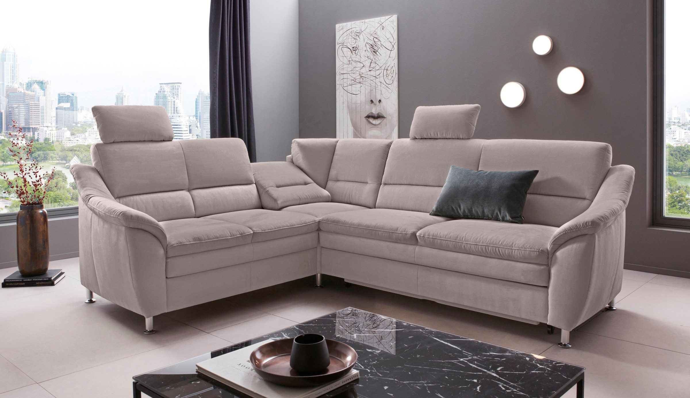 OTTO home Ecksofa "Cardoso L-Form" Federkern, wahlweise mit Bett, Schubkasten, teilweise Relaxfunktion