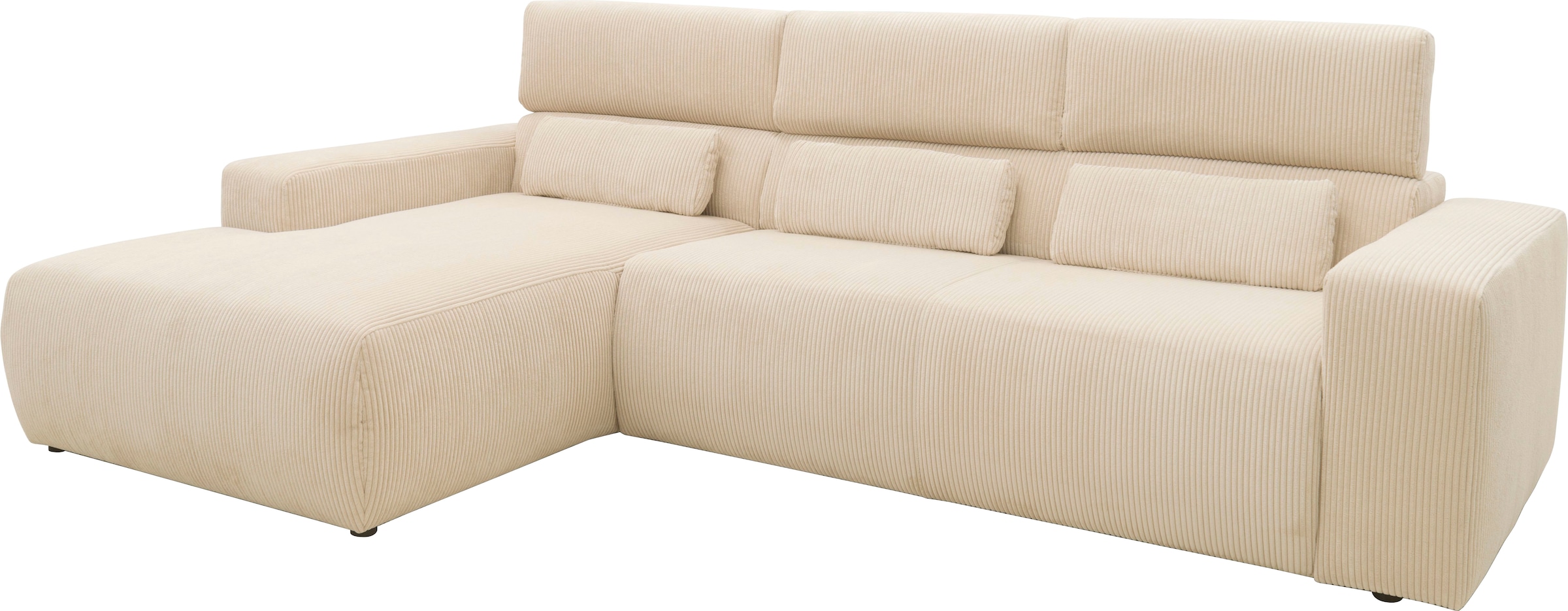 DOMO collection Ecksofa »Brandon große Ausführung B/T/H: 289/177/80 cm, auch in Leder und Cord«, mit Kopfteilverstellung, wahlweise Sitztiefenverstellung, L-Form