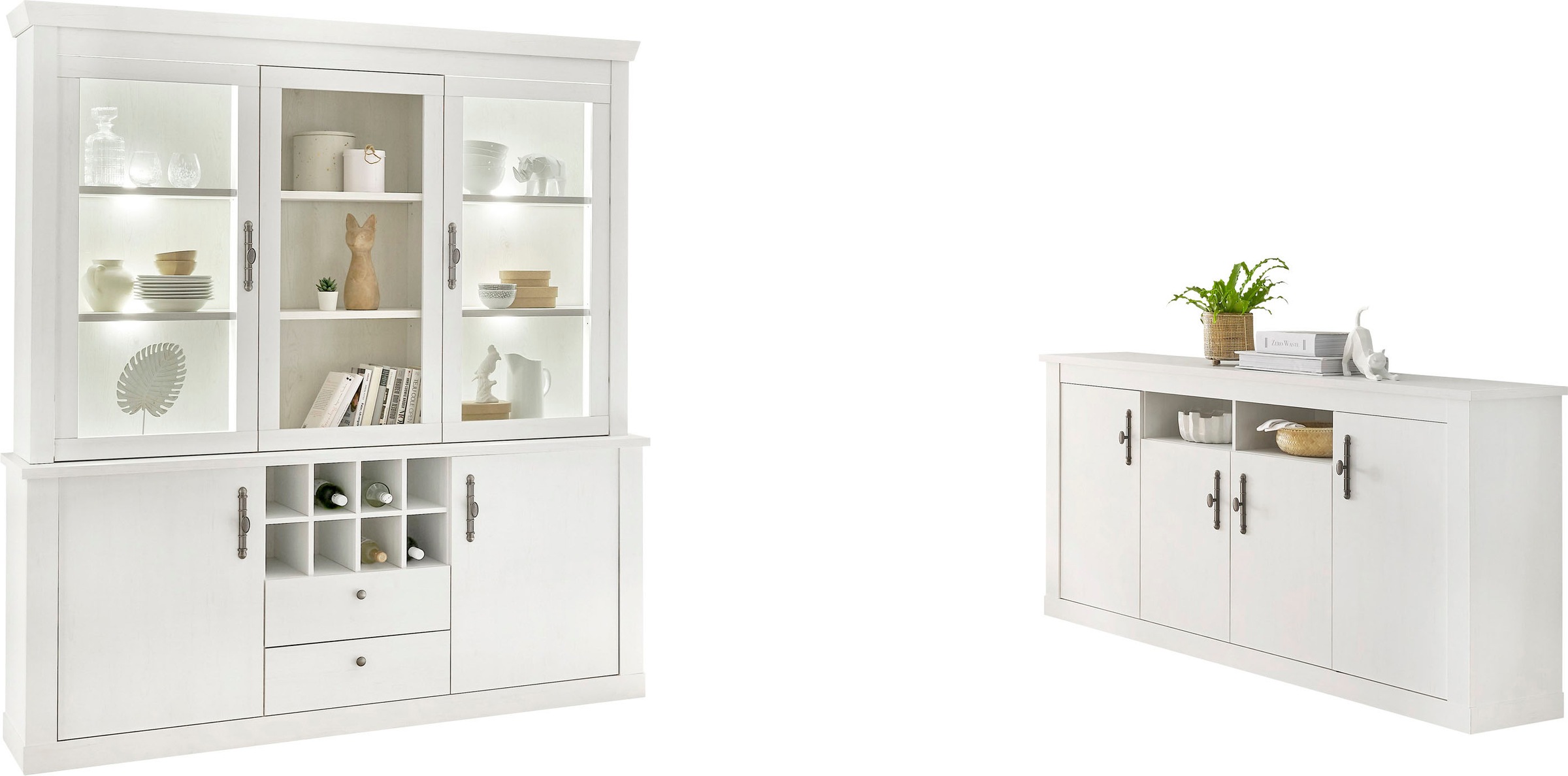 Home affaire Wohnwand "RAVENNA" 2 Stk. tlg. im romantischen Landhausstil, G günstig online kaufen