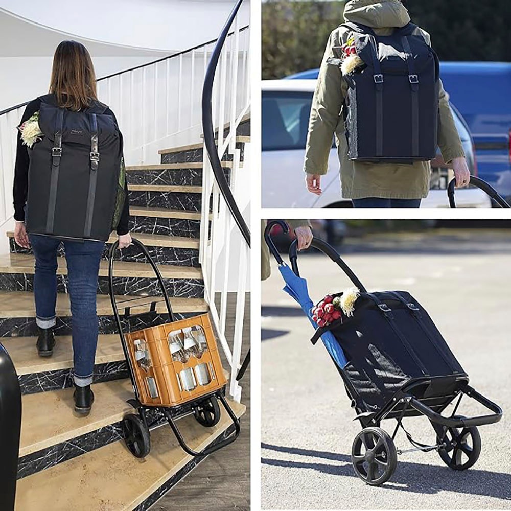 meister Einkaufstrolley »Black Edition - Separater«, 45 Liter, Einkaufstrolley und Rucksack in einem
