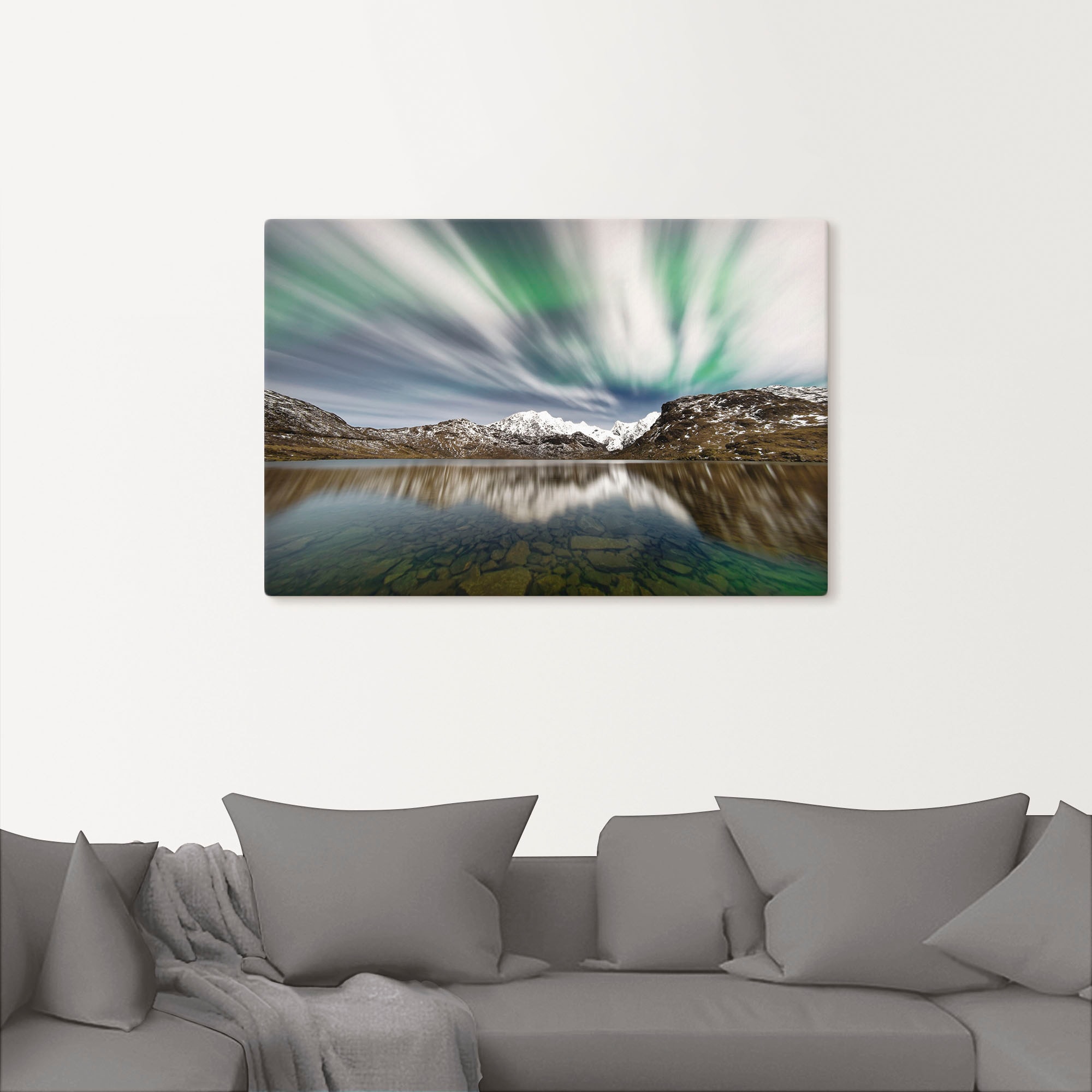 Artland Wandbild »Polarlicht über Wandaufkleber oder Berge Leinwandbild, Poster Bergkette«, Alpenbilder, BAUR | einer Größen versch. St.), Alubild, in & kaufen (1 als