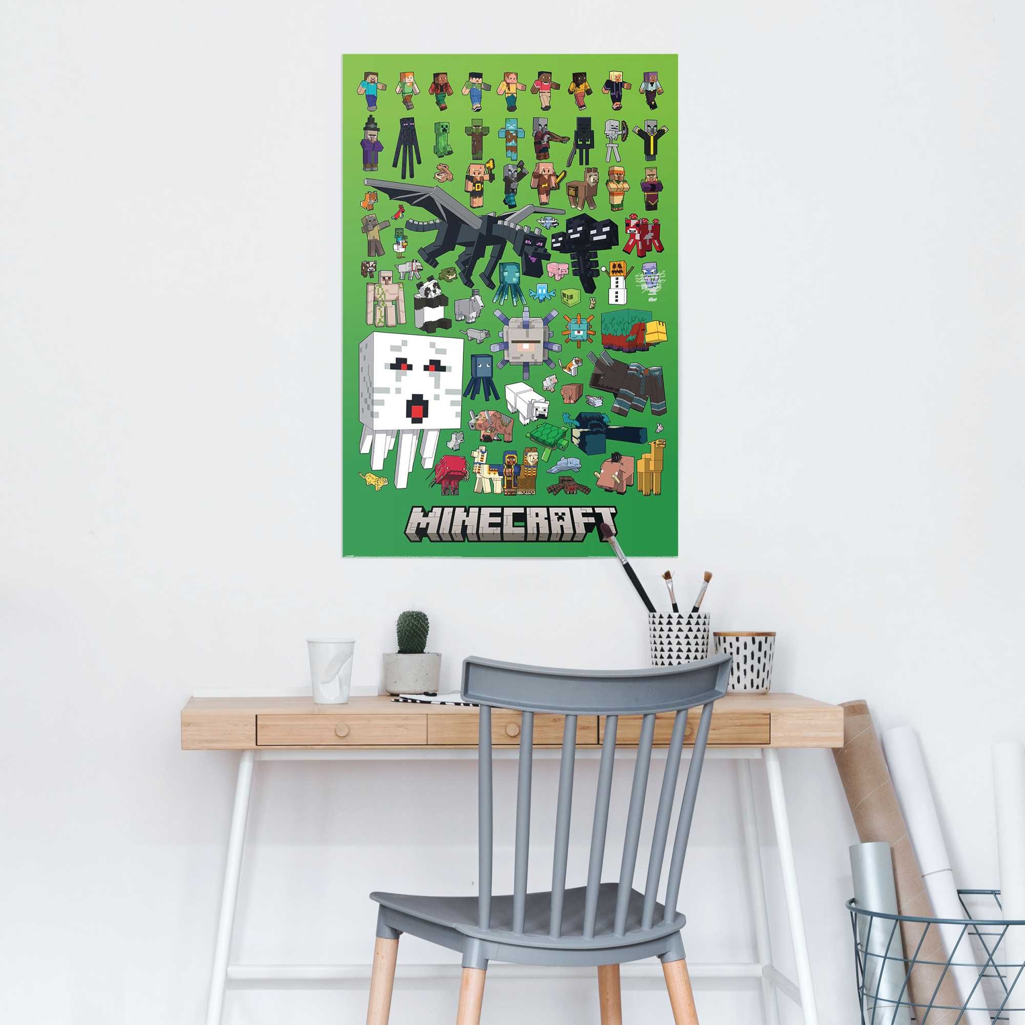 Reinders! Poster »Minecraft - character montage«, Kinderzimmer - Grün - 150 gr. Papier - Games - 61x91,5 cm