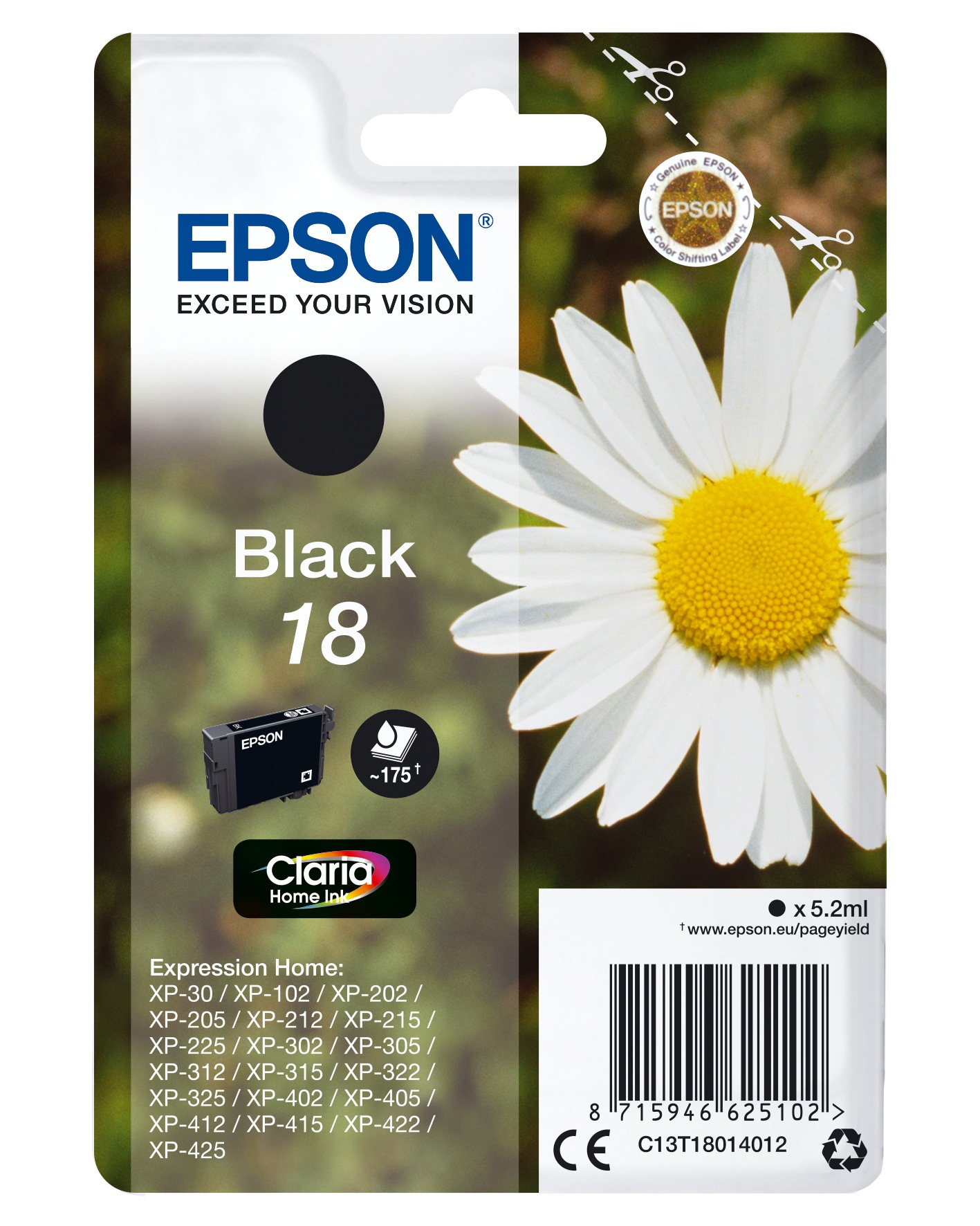 Epson Tintenpatrone Epson Daisy Singlepack Black 18 Claria Home Ink Baur 5401