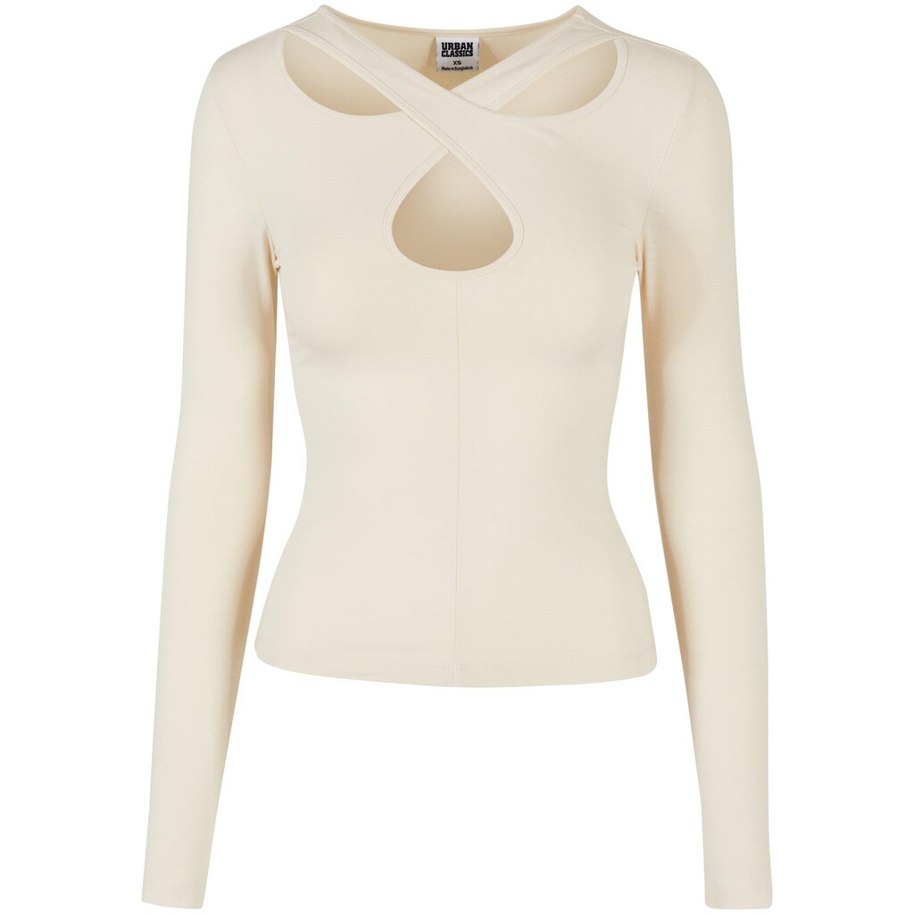 URBAN CLASSICS Longsleeve »Urban Classics Damen Ladies Crossed Cut Out Longsleeve«, (1 tlg.)