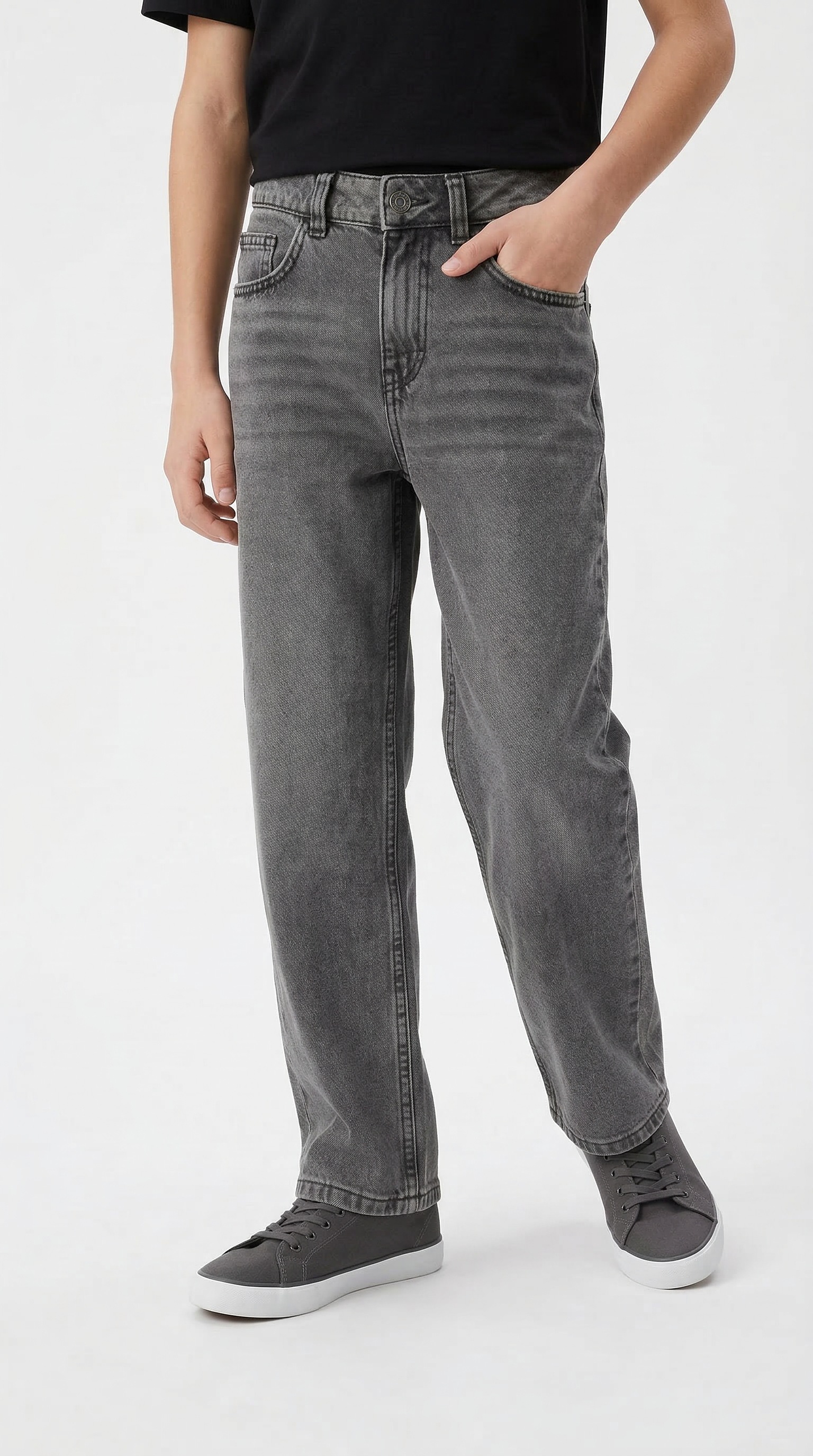 Tom Tailor Jean 1041052 Baggy Fit Used Mid Stone Grey Denim 146 cm Garçons