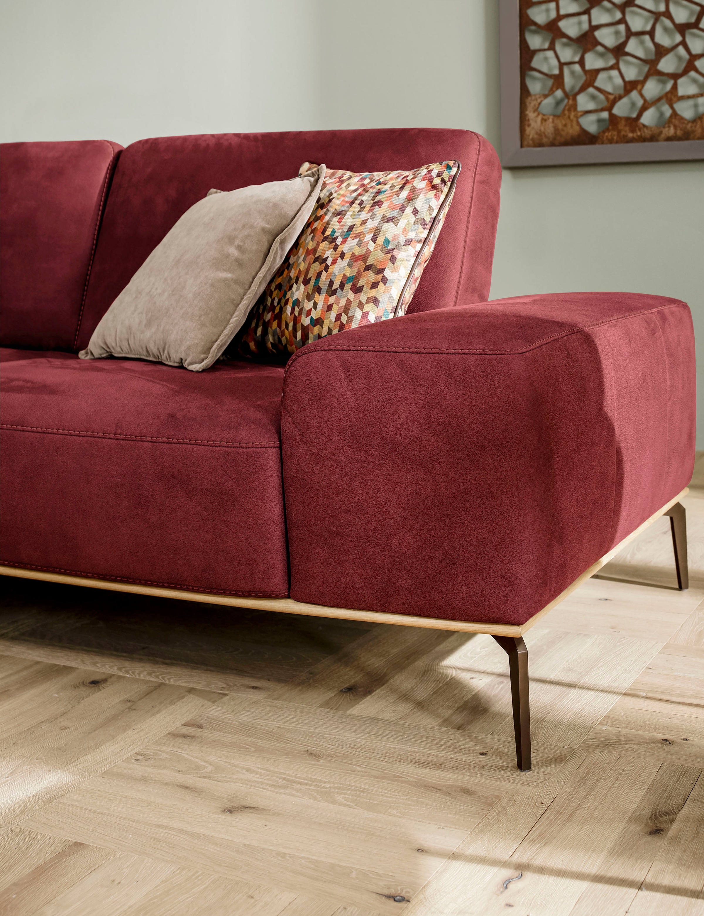 W.SCHILLIG Ecksofa »run, Designsofa mit tollem Sitzkomfort, bequem, L-Form«, mit Holzsockel, Füße in Bronze pulverbeschichtet, Breite 319 cm