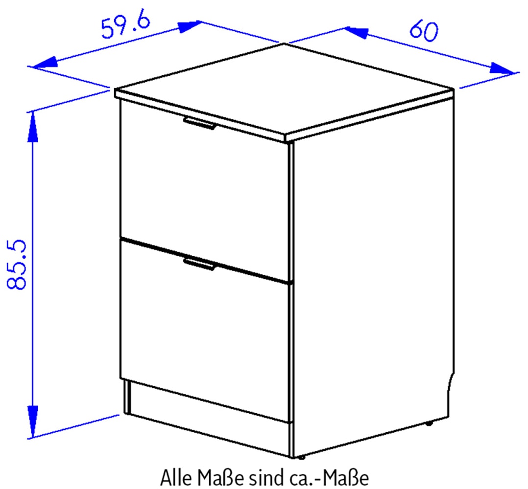 Gami Schrankmodule »Eden Küche Topfschrank B.60 2 Auszügen«, Topfschrank mit 2 Auszügen B.60