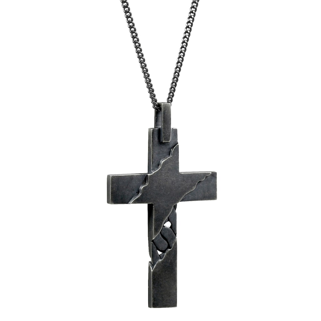 CAÏ Kette mit Anhänger »925 Sterling Silber oxidiert Kreuz«